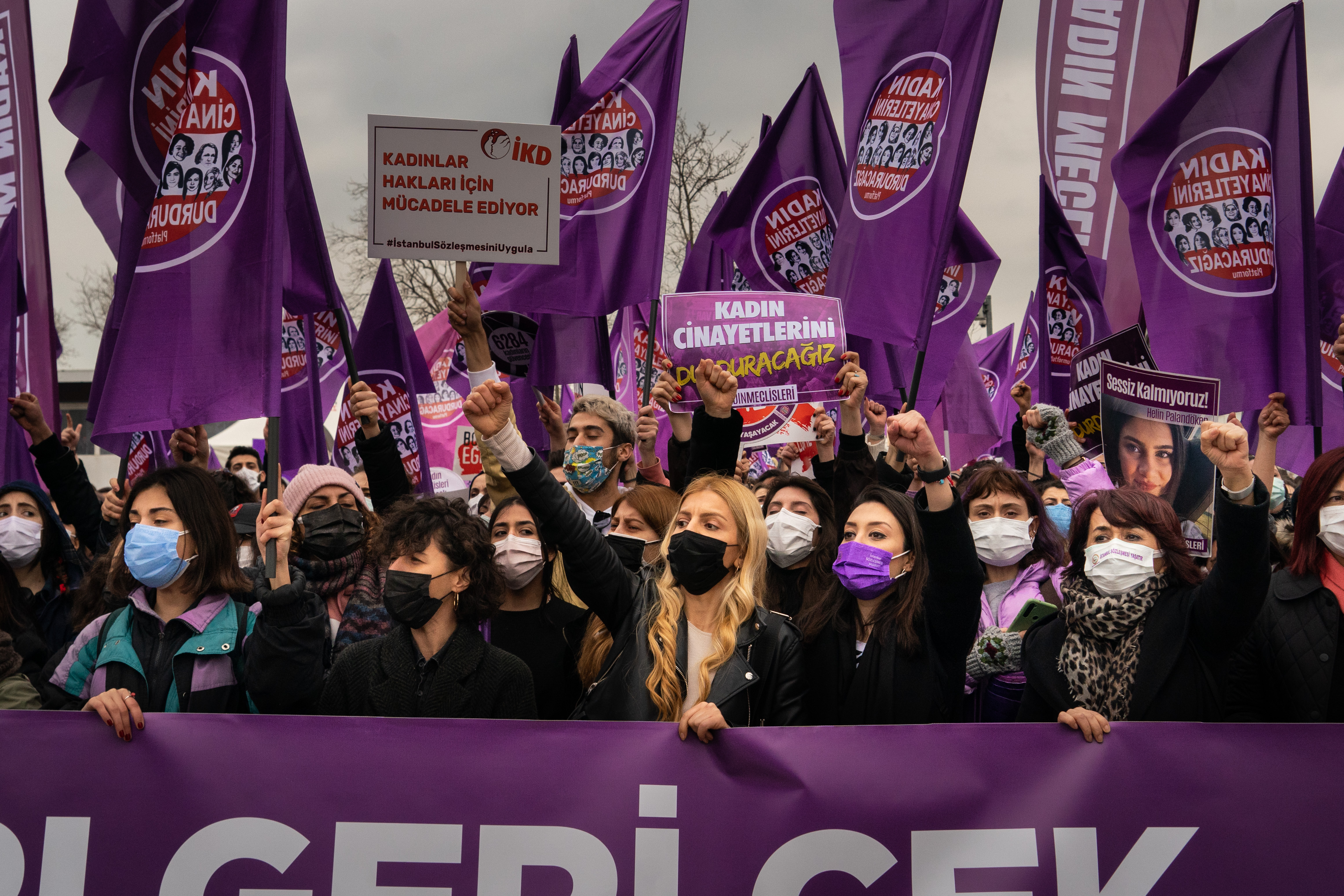 Thousands have protested, calling for a reversal to withdraw from the Istanbul Convention protecting women [File: Liz Cookman/Al Jazeera]