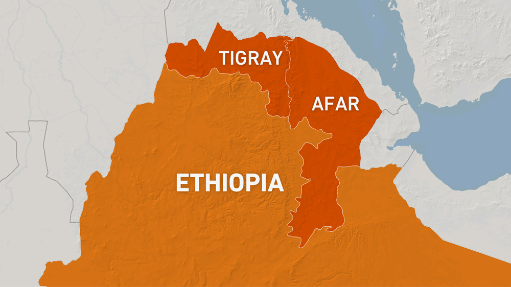 ETHIOPIA TIGRAY AFAR REGIONS map