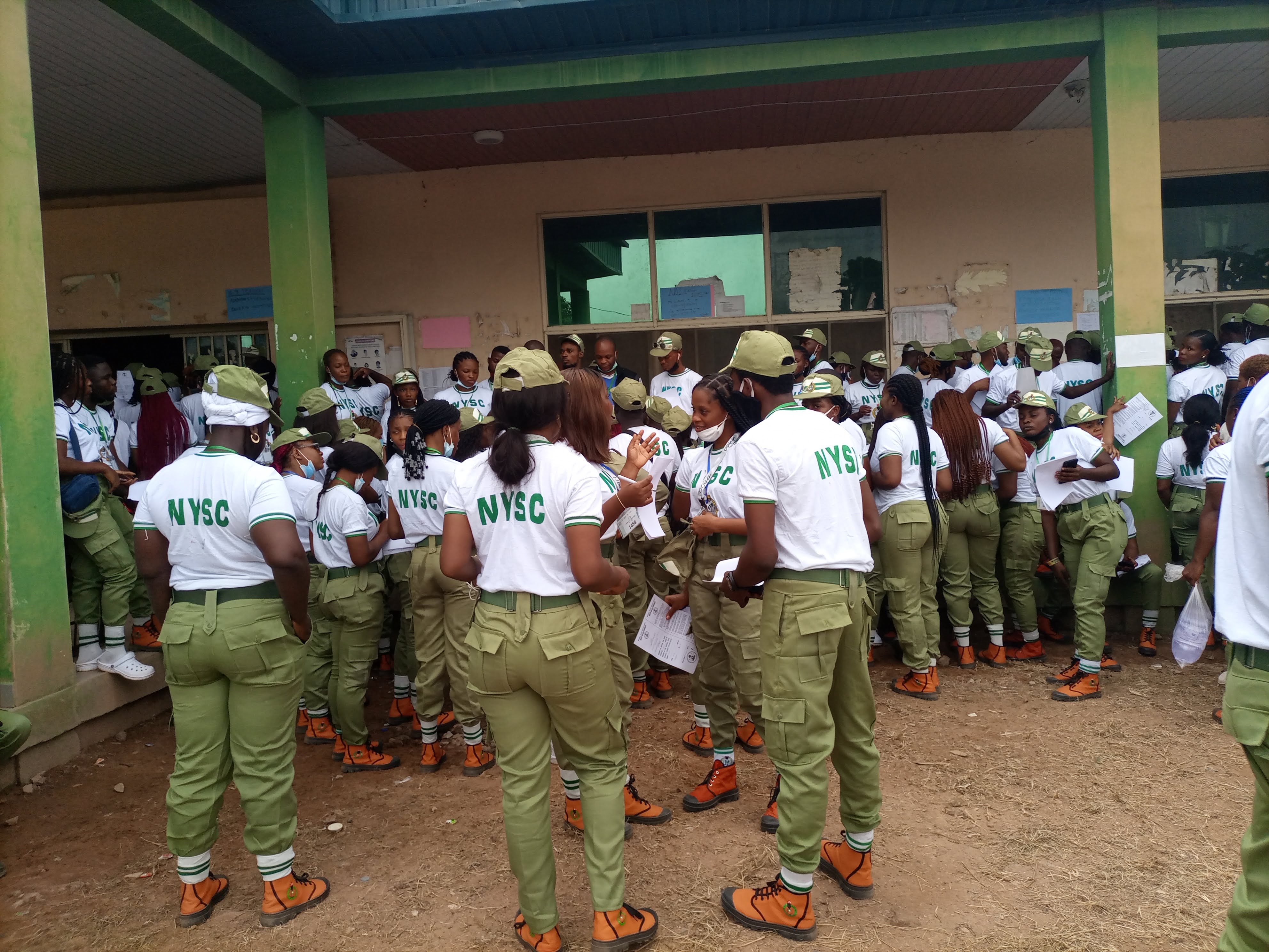 NYSC members attend registration in a camp in Oyo [Al Jazeera]