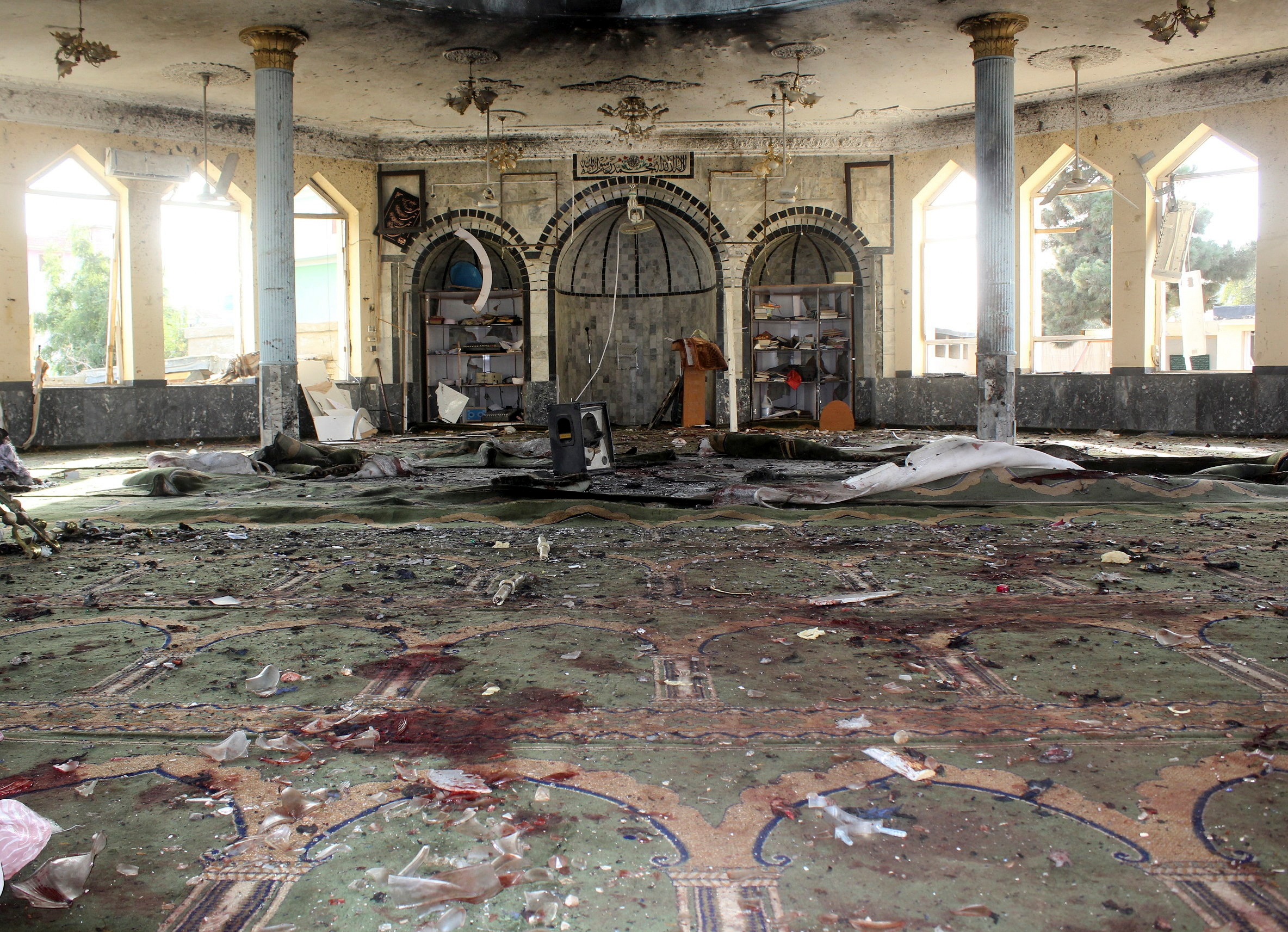 A view of the mosque after the blast [Reuters]