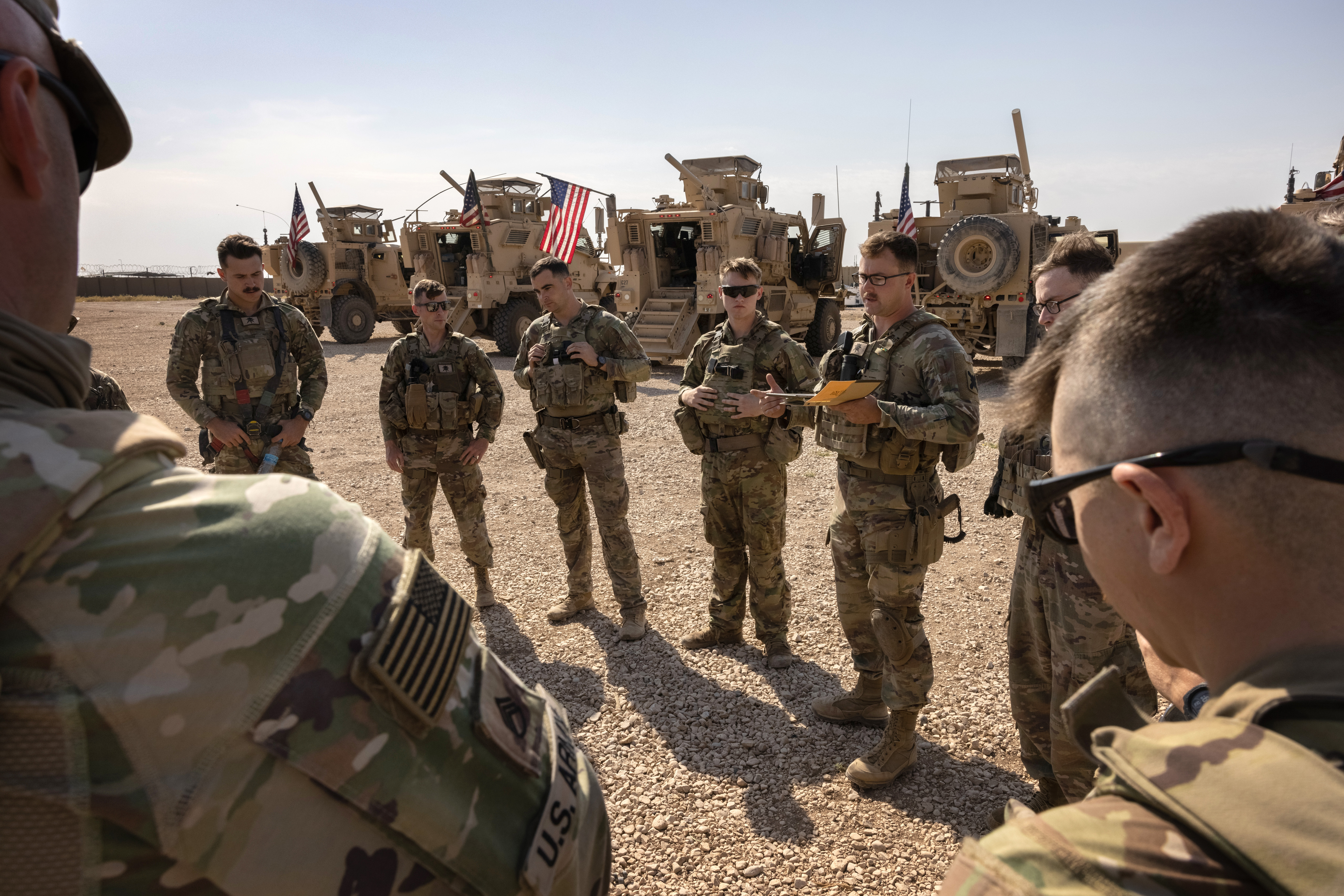 US soldiers prepare to go out on patrol from a remote combat outpost in northeastern Syria in May [File: John Moore/Getty Images]