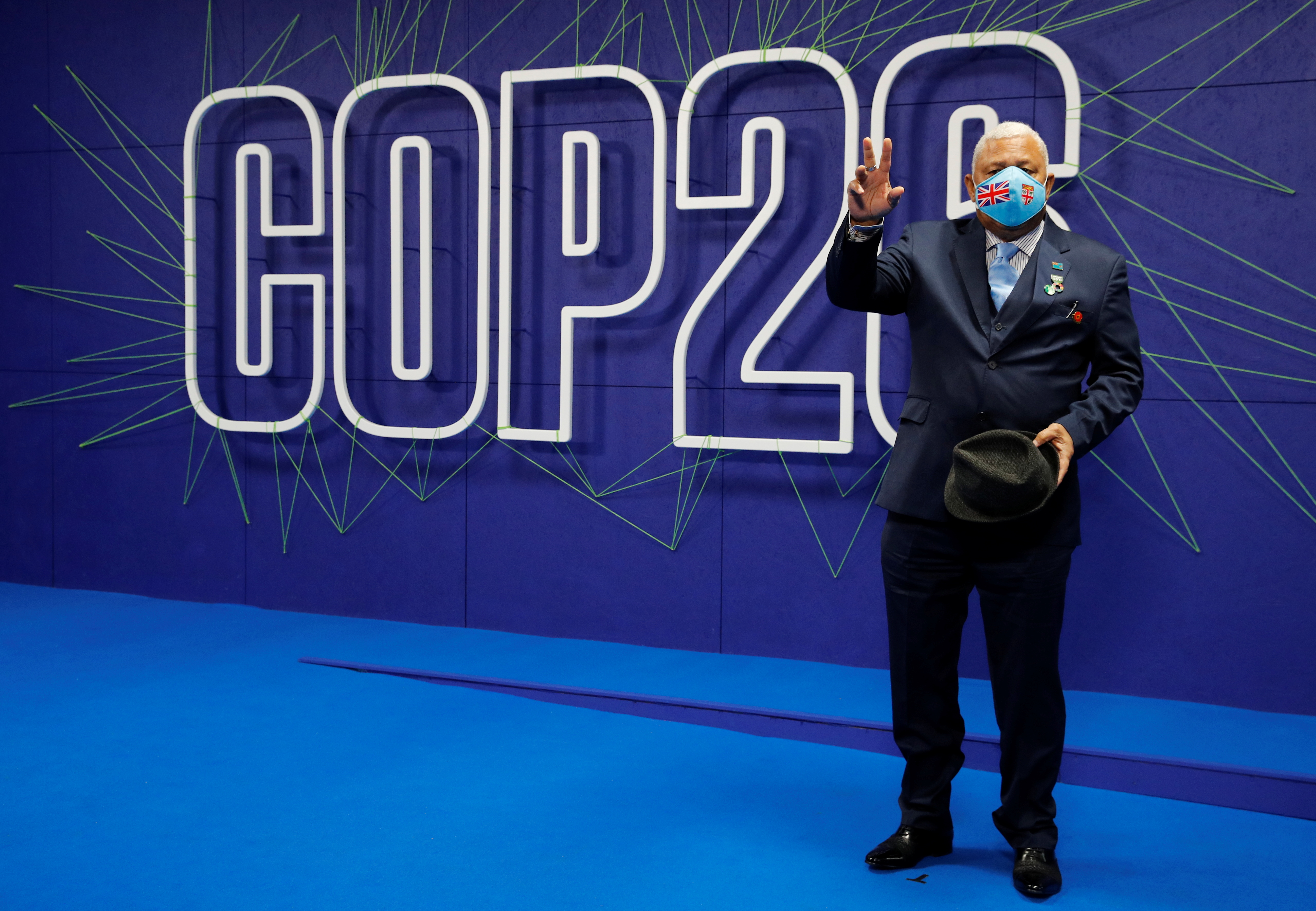 Fiji&#39;s Prime Minister Bainimarama arrives for day two of COP26 at SECC on November 1, 2021 in Glasgow, Scotland [Phil Noble - Pool/Getty Images]