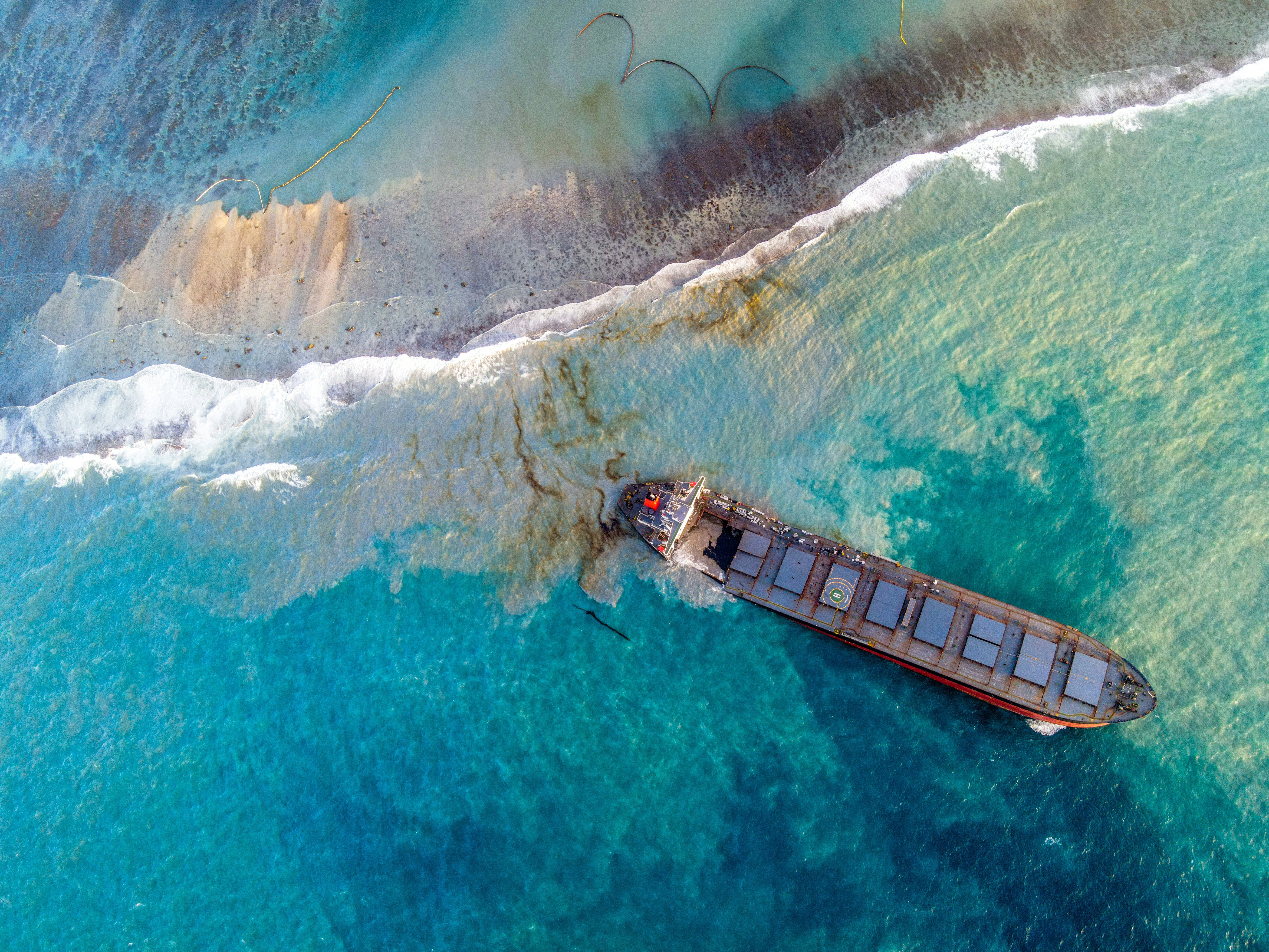 The MV Wakashio, a Japanese-owned but Panamanian-flagged vessel, ran aground in July 2020, spilling more than 1,000 tonnes of toxic fuel into the pristine waters of Mauritius, coating mangroves, corals and other fragile ecosystems.     