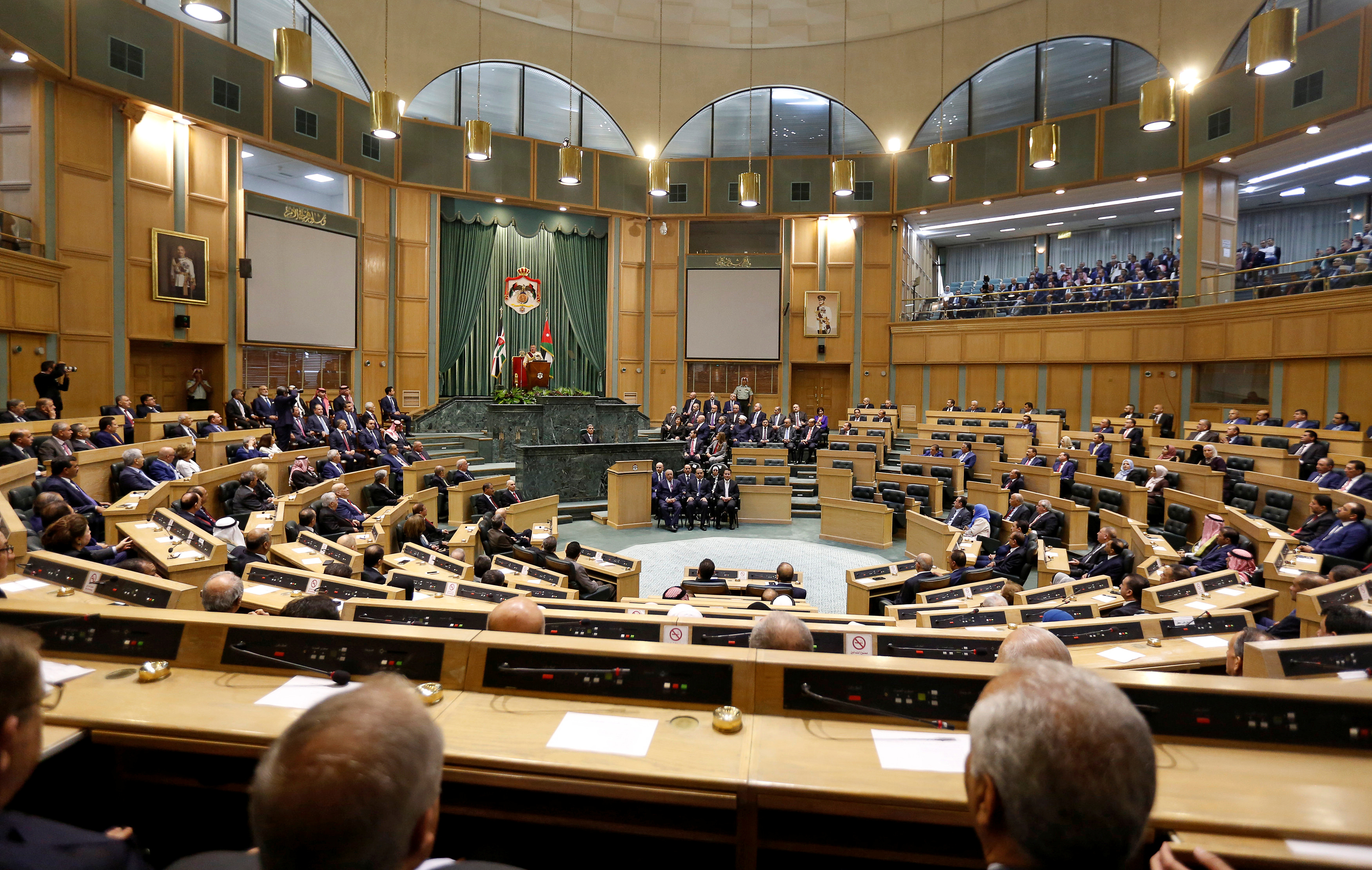 Jordan's King Abdullah speaks during the opening of the third ordinary session of 18th Parliament in Amman