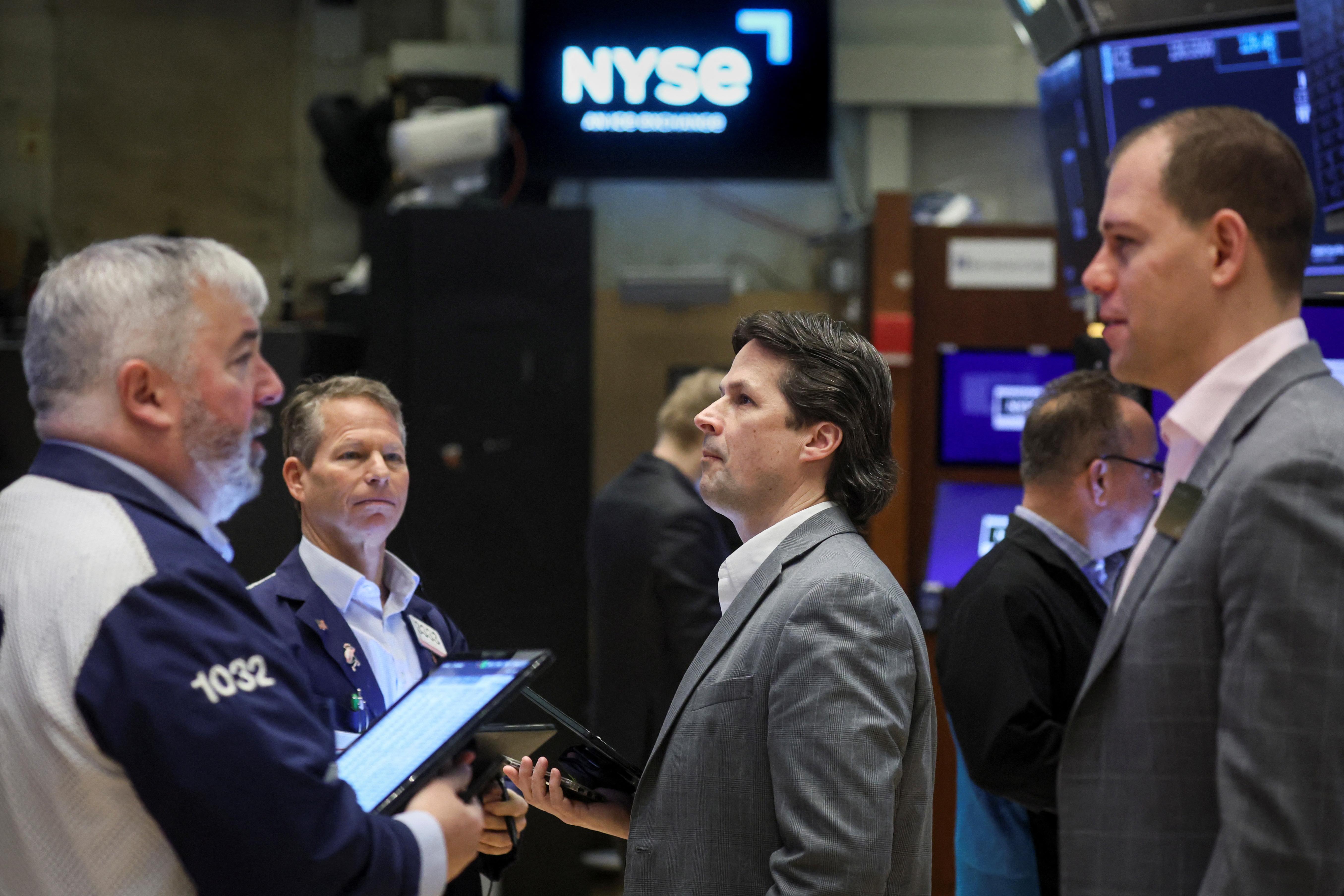 The prospect of slower economic expansion alongside persistent inflation is leading to a febrile mood in markets [File: Brendan McDermid/Reuters]