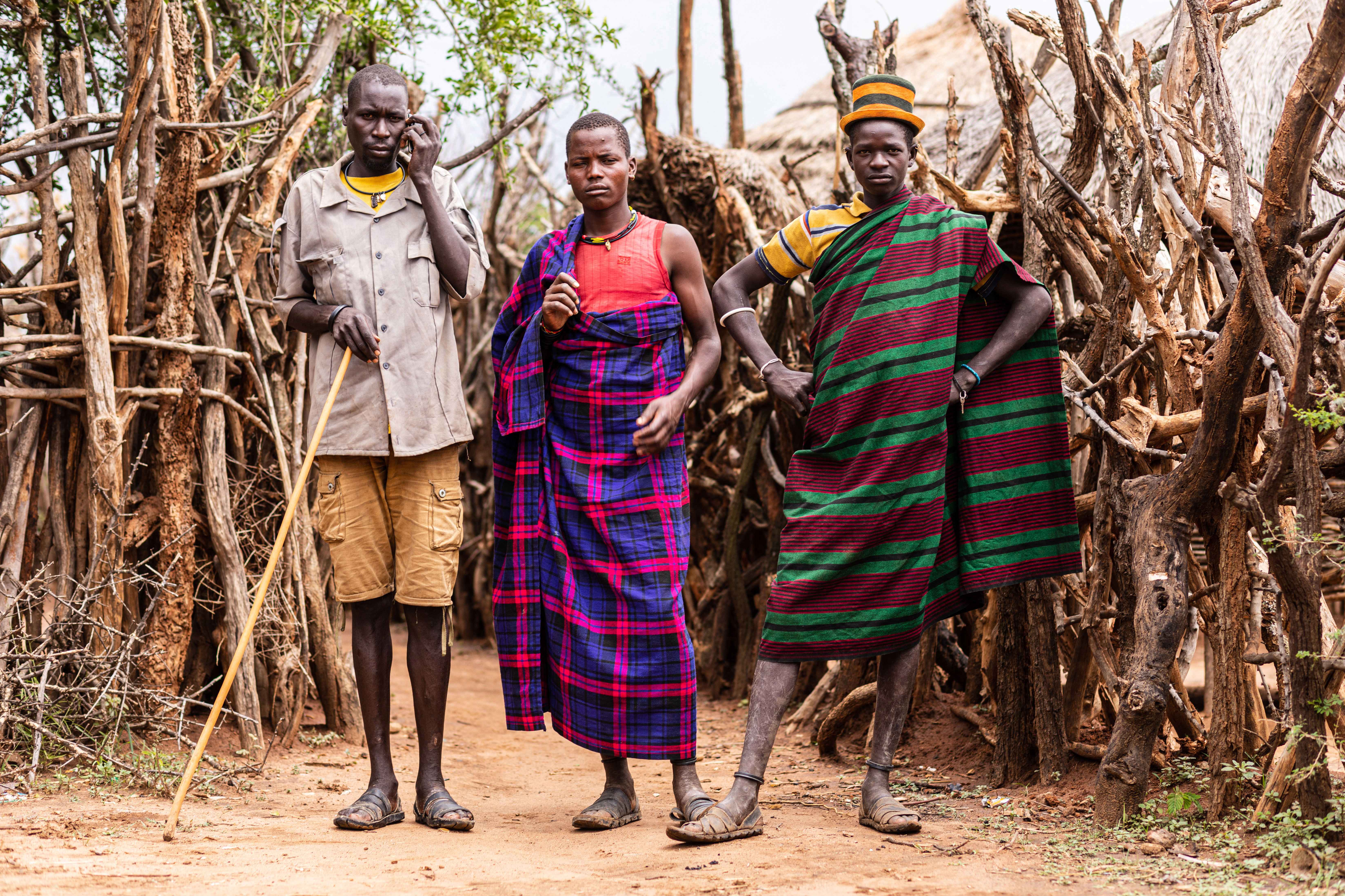 Karamojong men pose in Kotirae