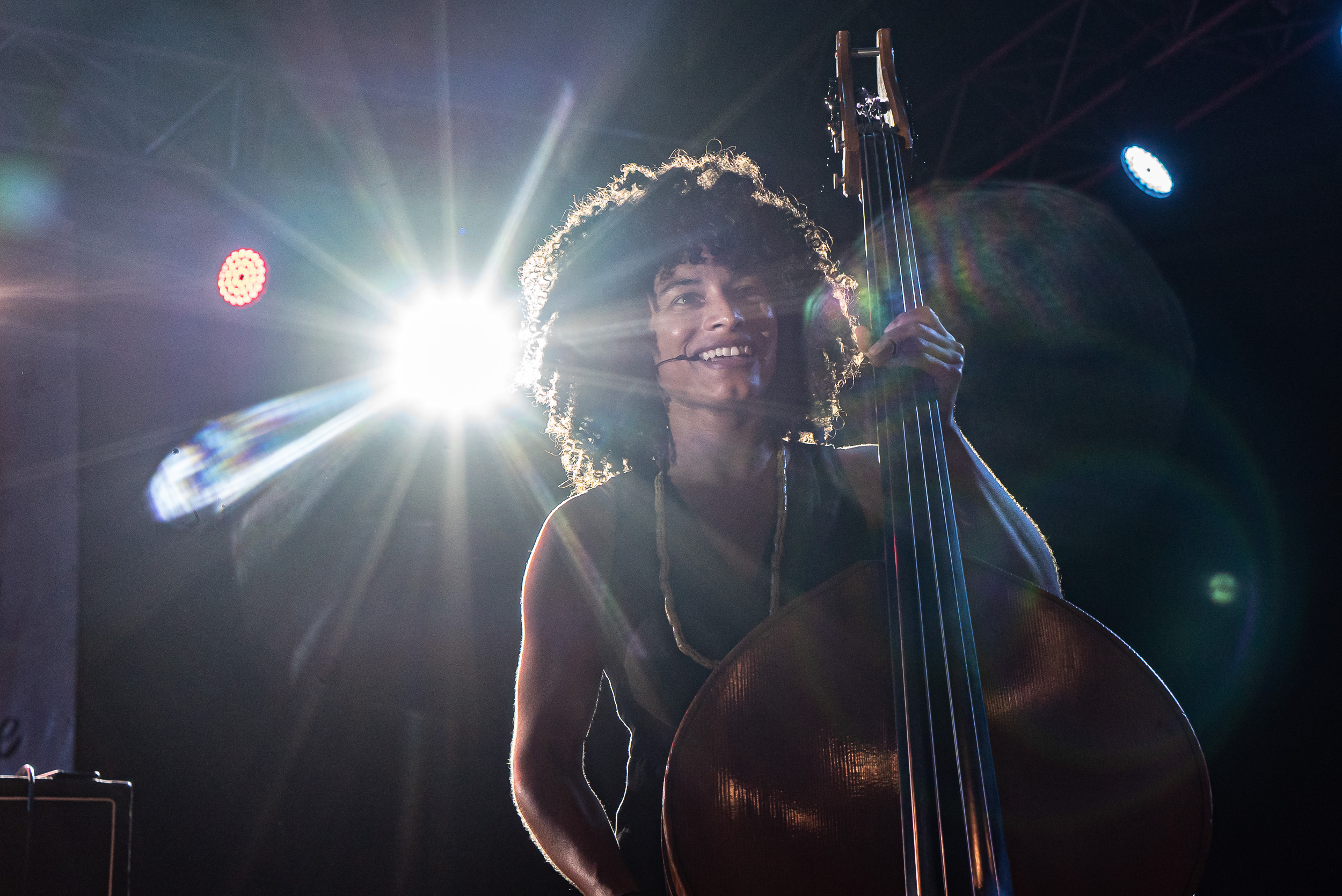 Bassist and vocalist Sélène Saint-Aimé plays at the Saint Louis Jazz Festival in Senegal