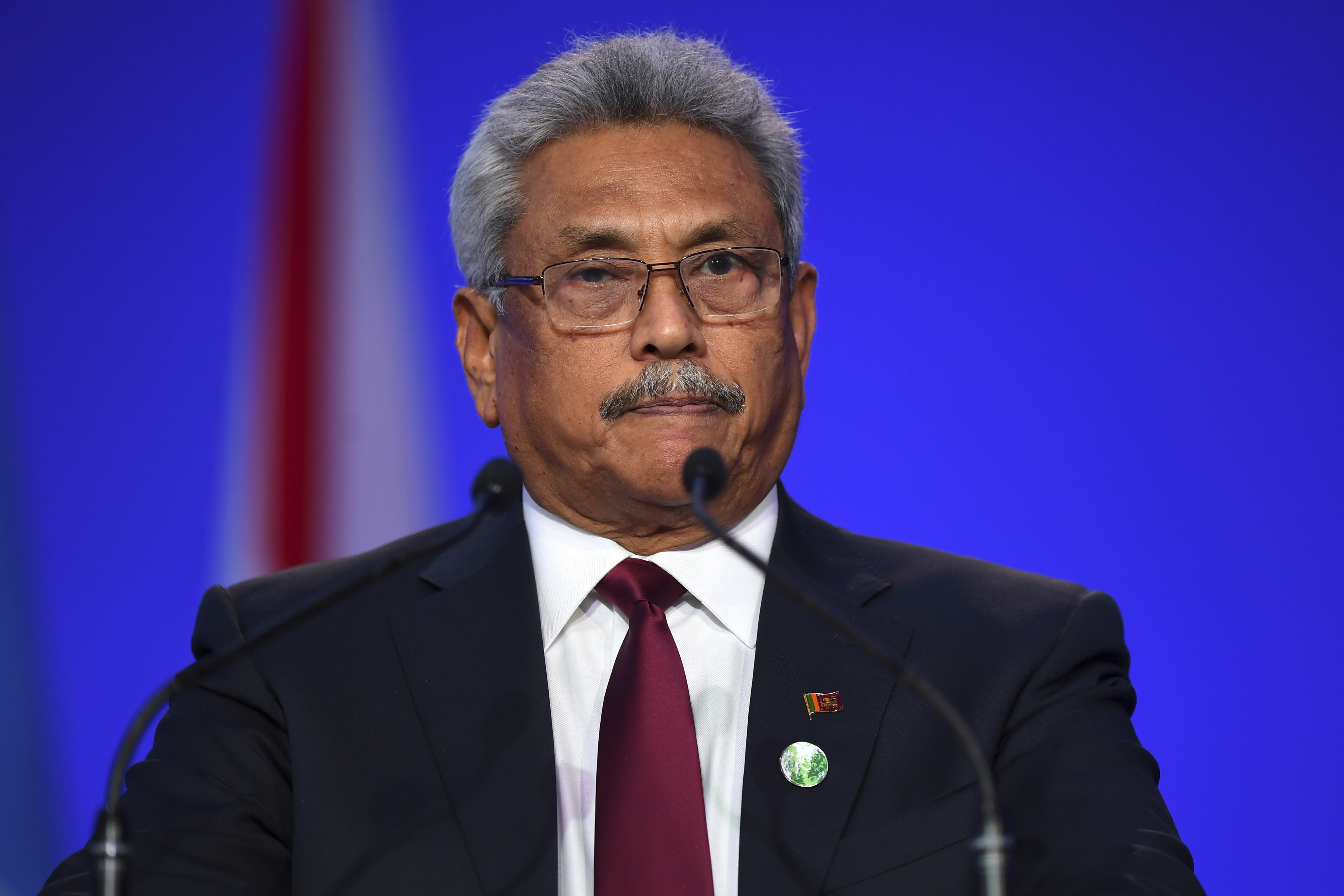 Gotabaya Rajapaksa speaks during the opening ceremony of the UN Climate Change Conference COP26 in Glasgow, Scotland