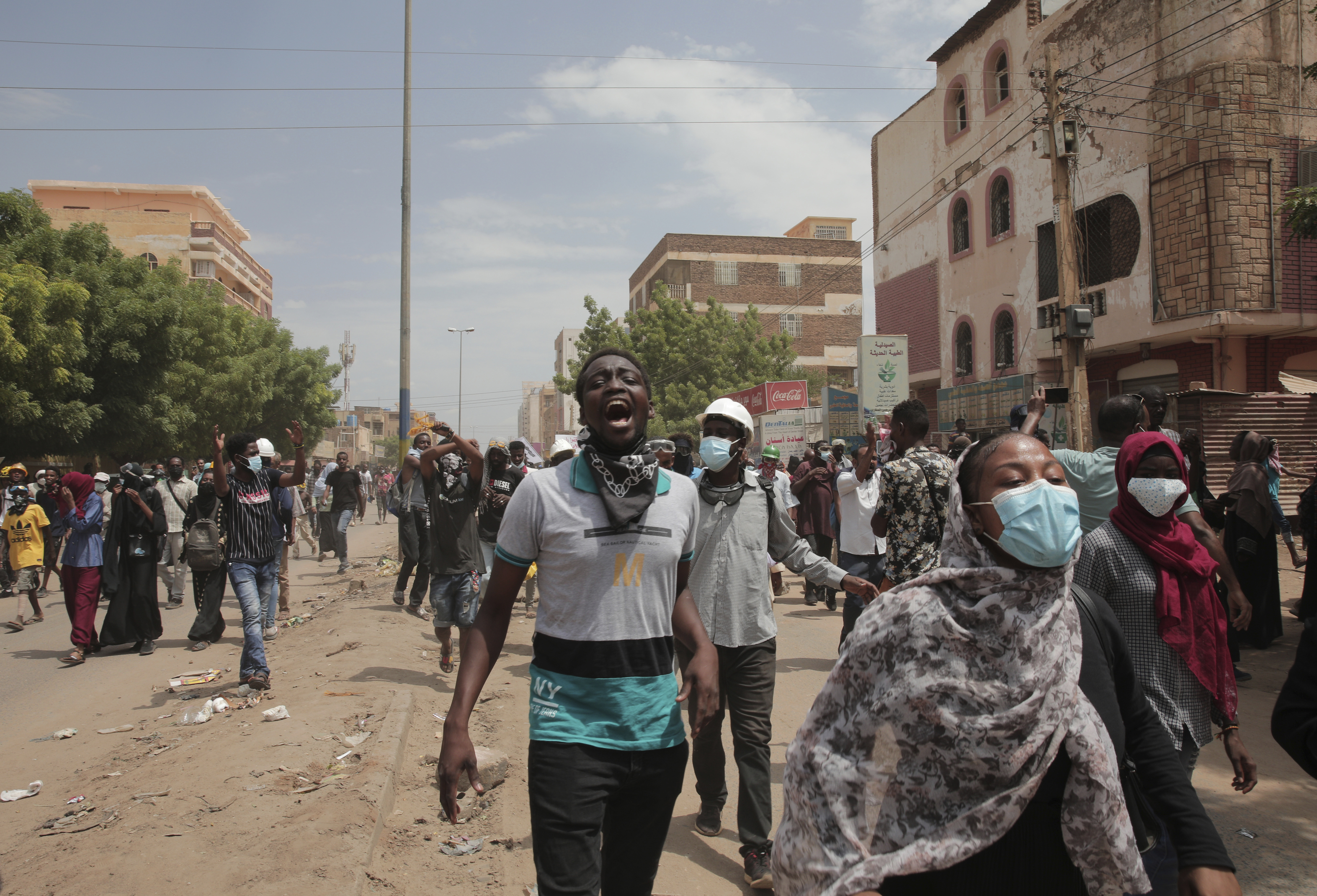 Sudanese demonstrators protest in the streets calling for civilian rule and denouncing the military administration, in Khartoum, Sudan