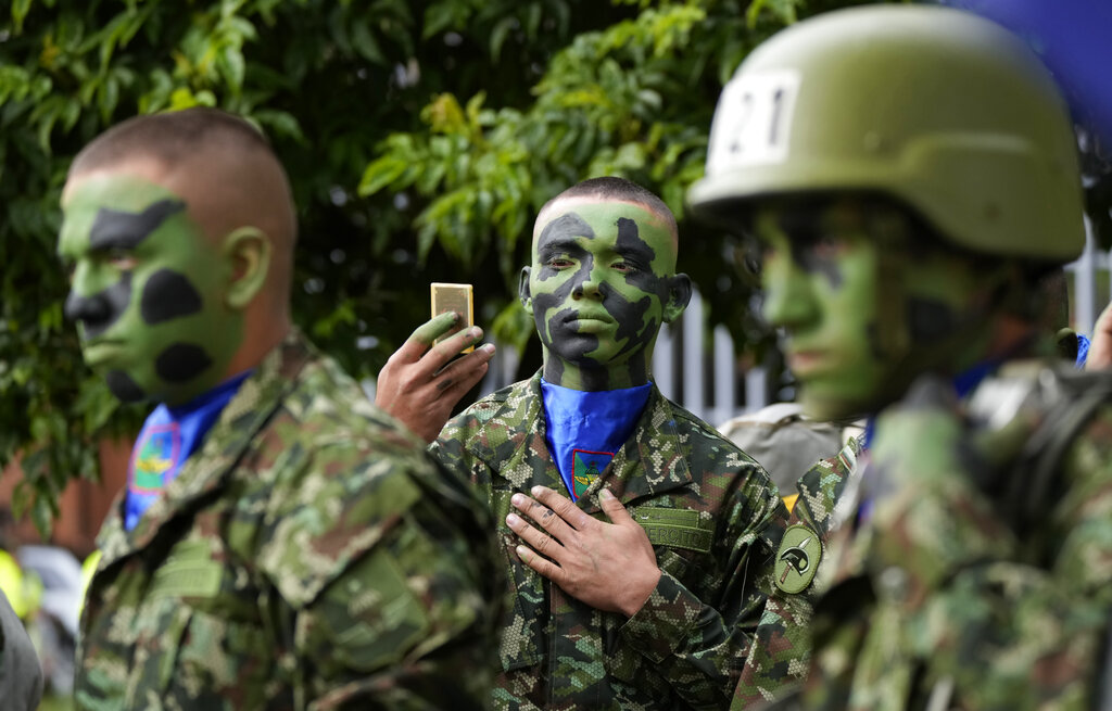 Colombian soldiers during a military parade