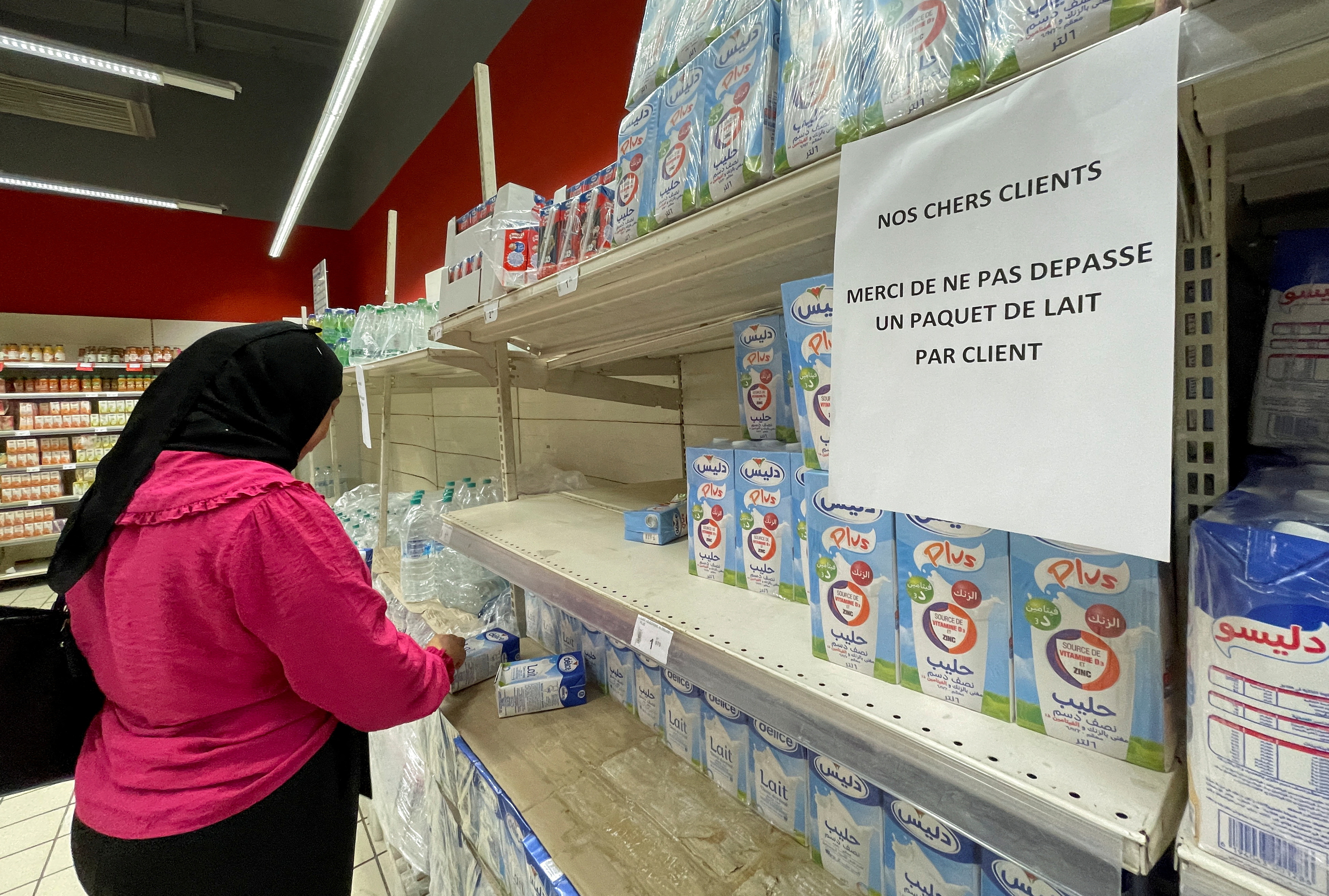 bare Tunisia supermarket shelves
