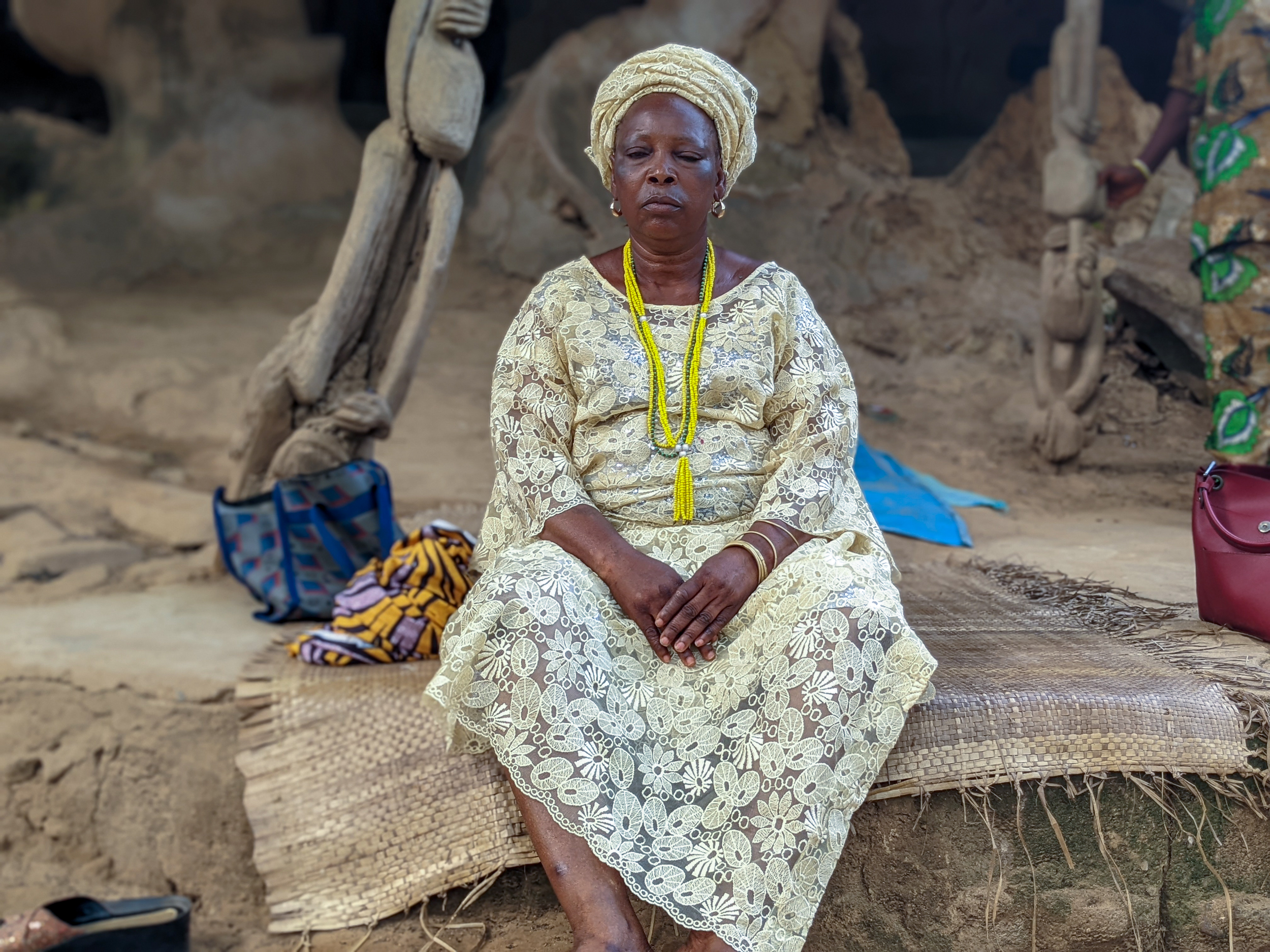 Osunyemi Efunsola, who has been chief priestess of Busanyin, a companion deity for Osun, for the last 25 years [Eromo Egbejule/Al Jazeera]
