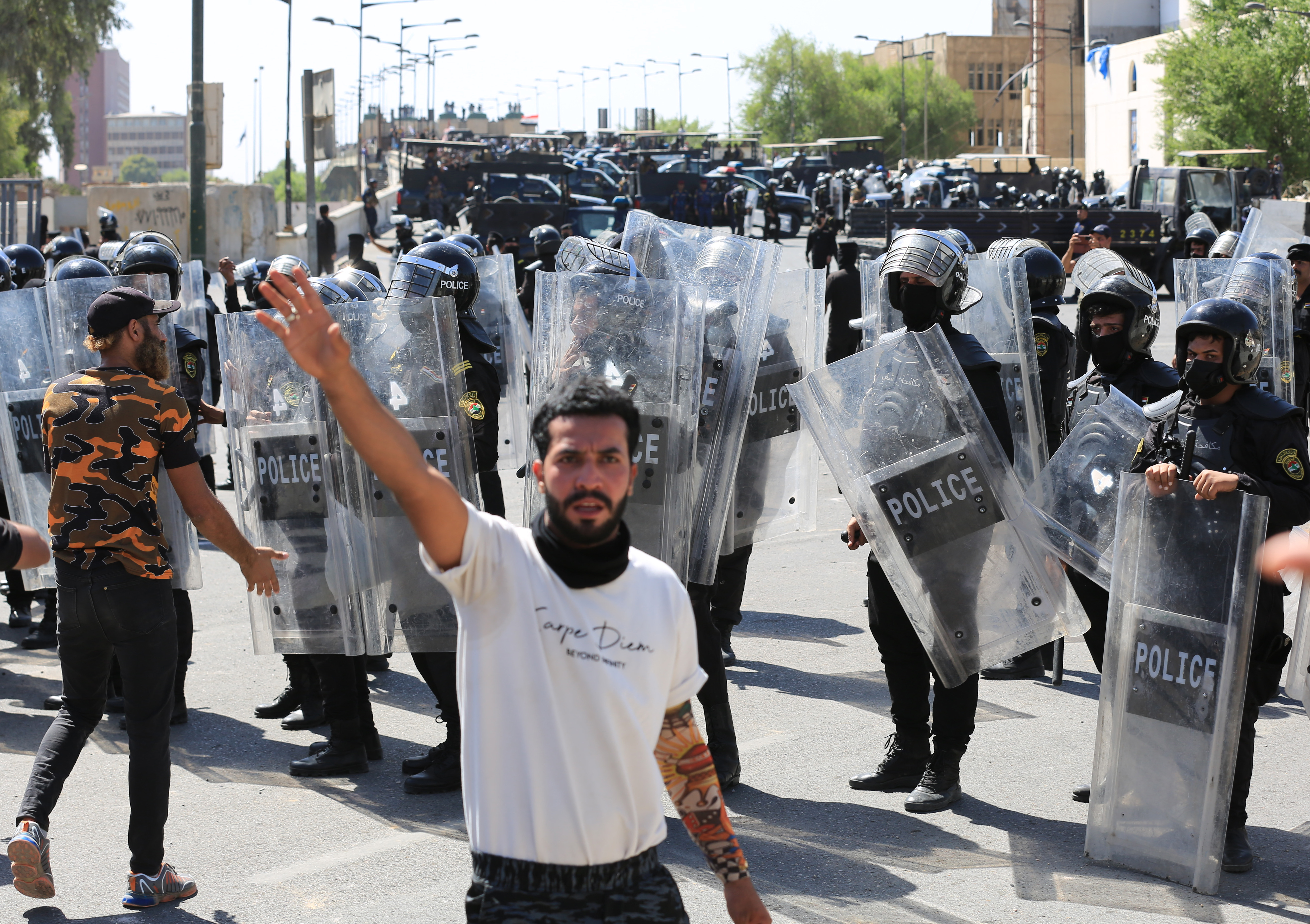 Demonstrators face off with security forces