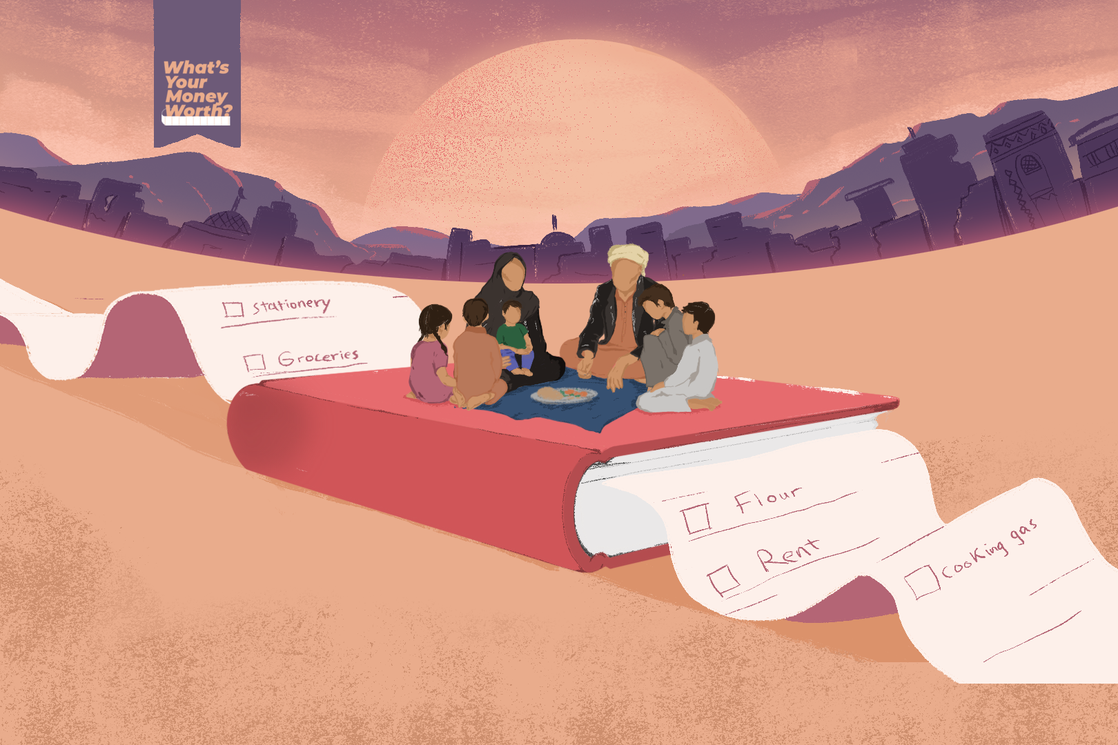 An illustration of a Yemeni family