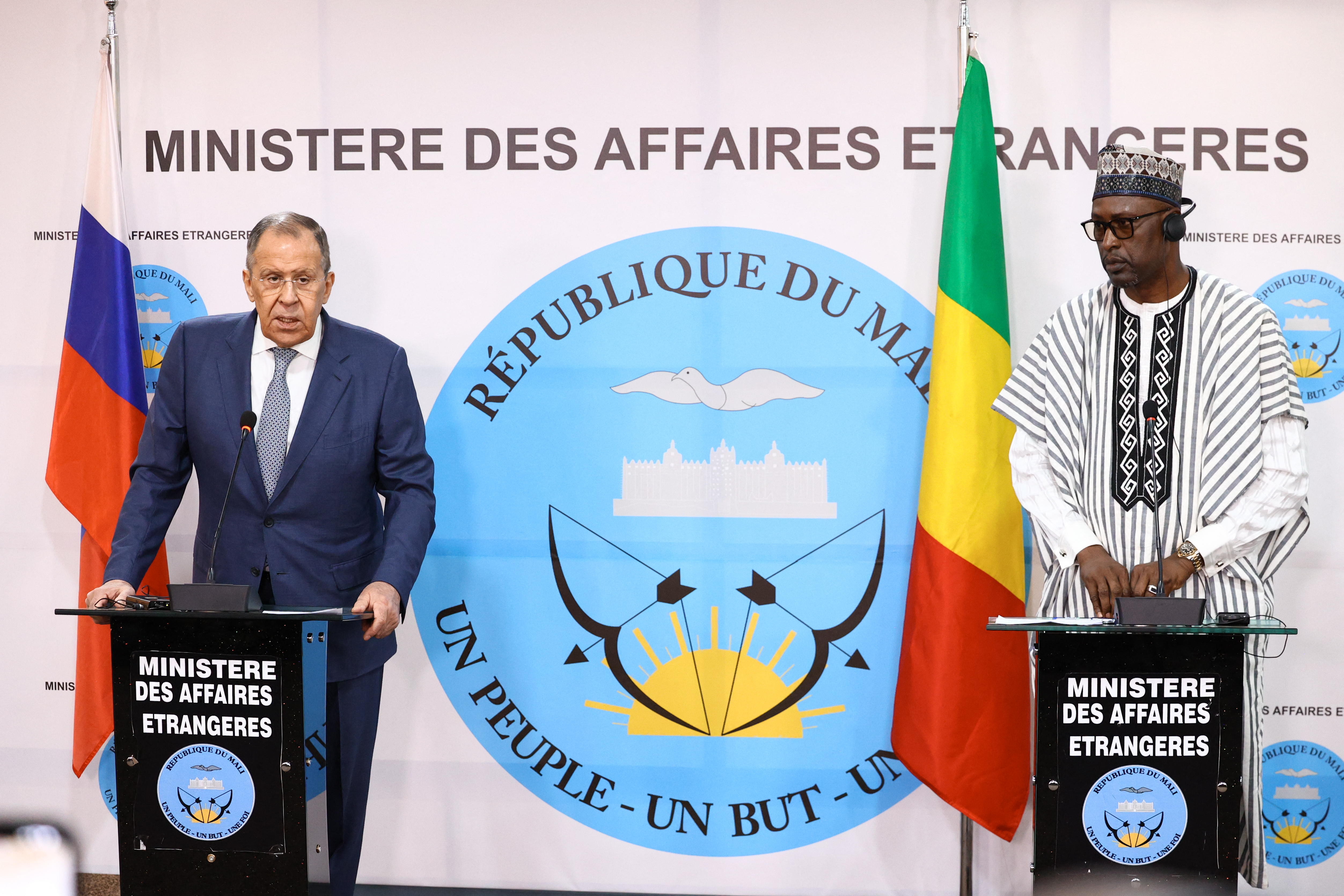 Russian Foreign Minister Sergei Lavrov and Malian Foreign Minister Abdoulaye Diop