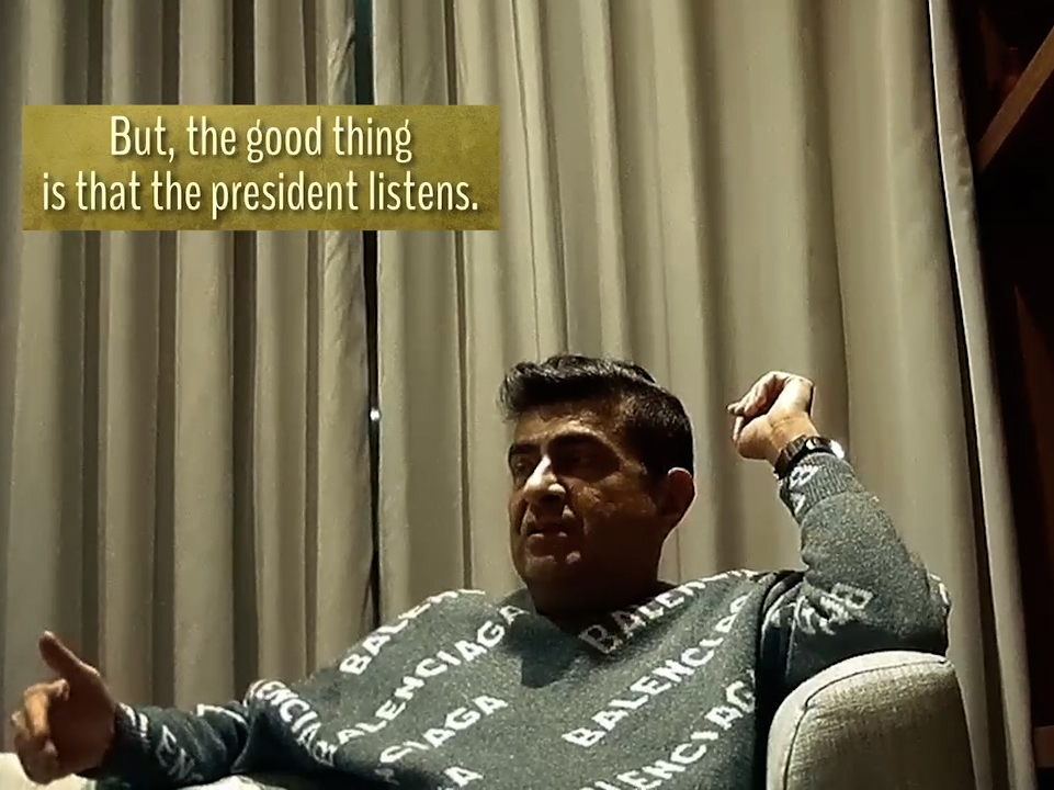 Kamlesh Pattni saying 'the president listens'.