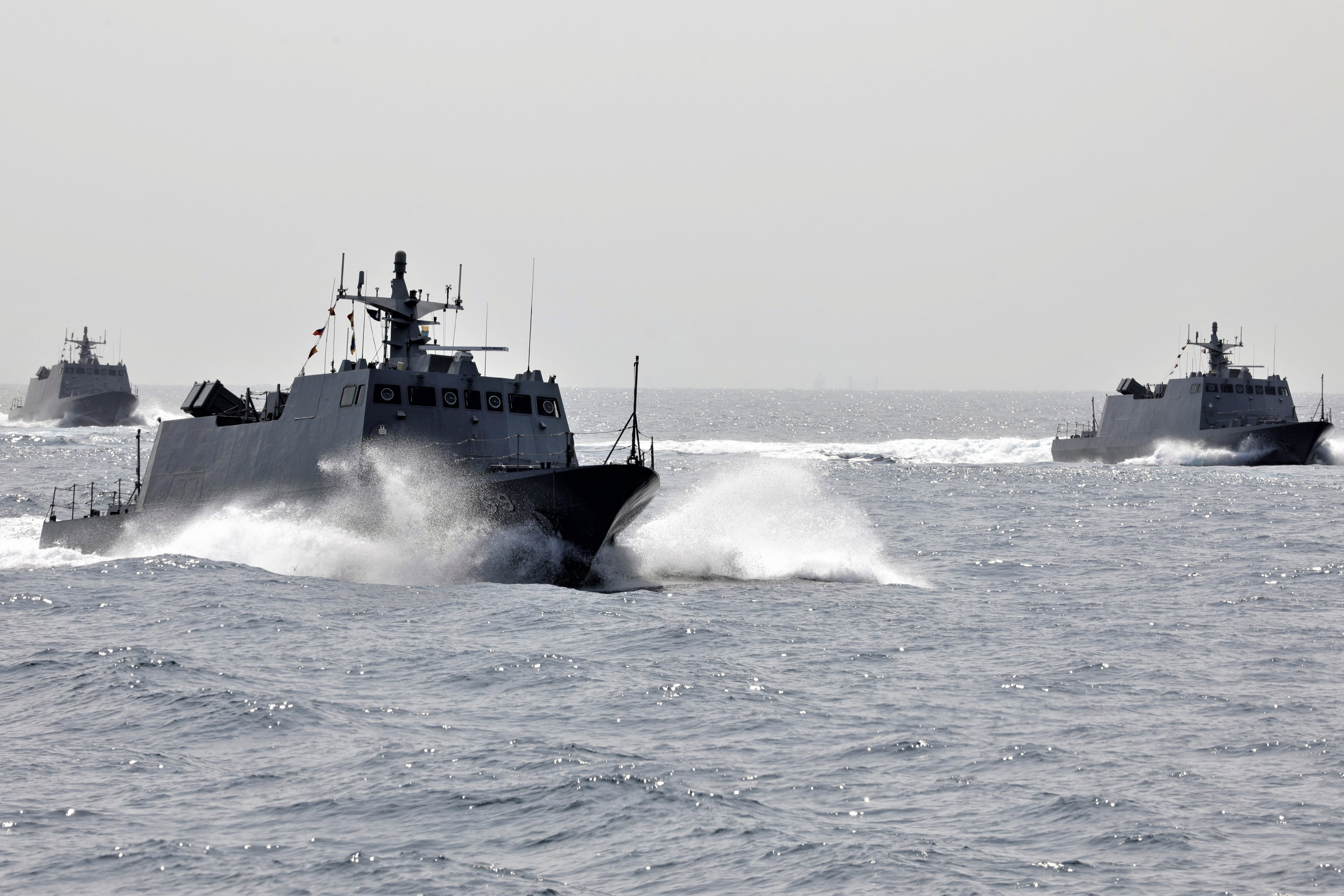 Three ships from Taiwan's navy during operations off the island's coasts.
