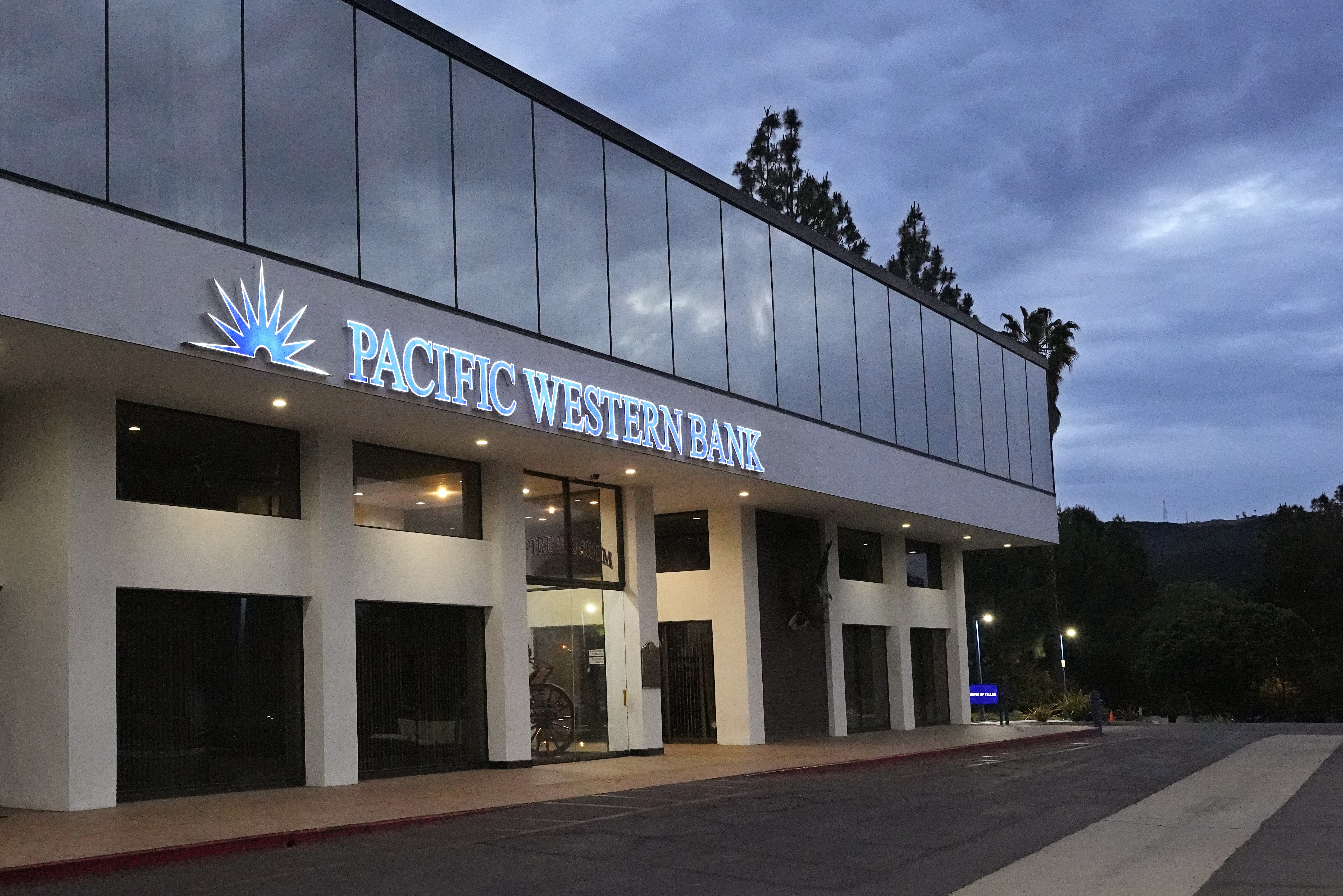 A Pacific Western Bank branch is seen in Thousand Oaks, California, US