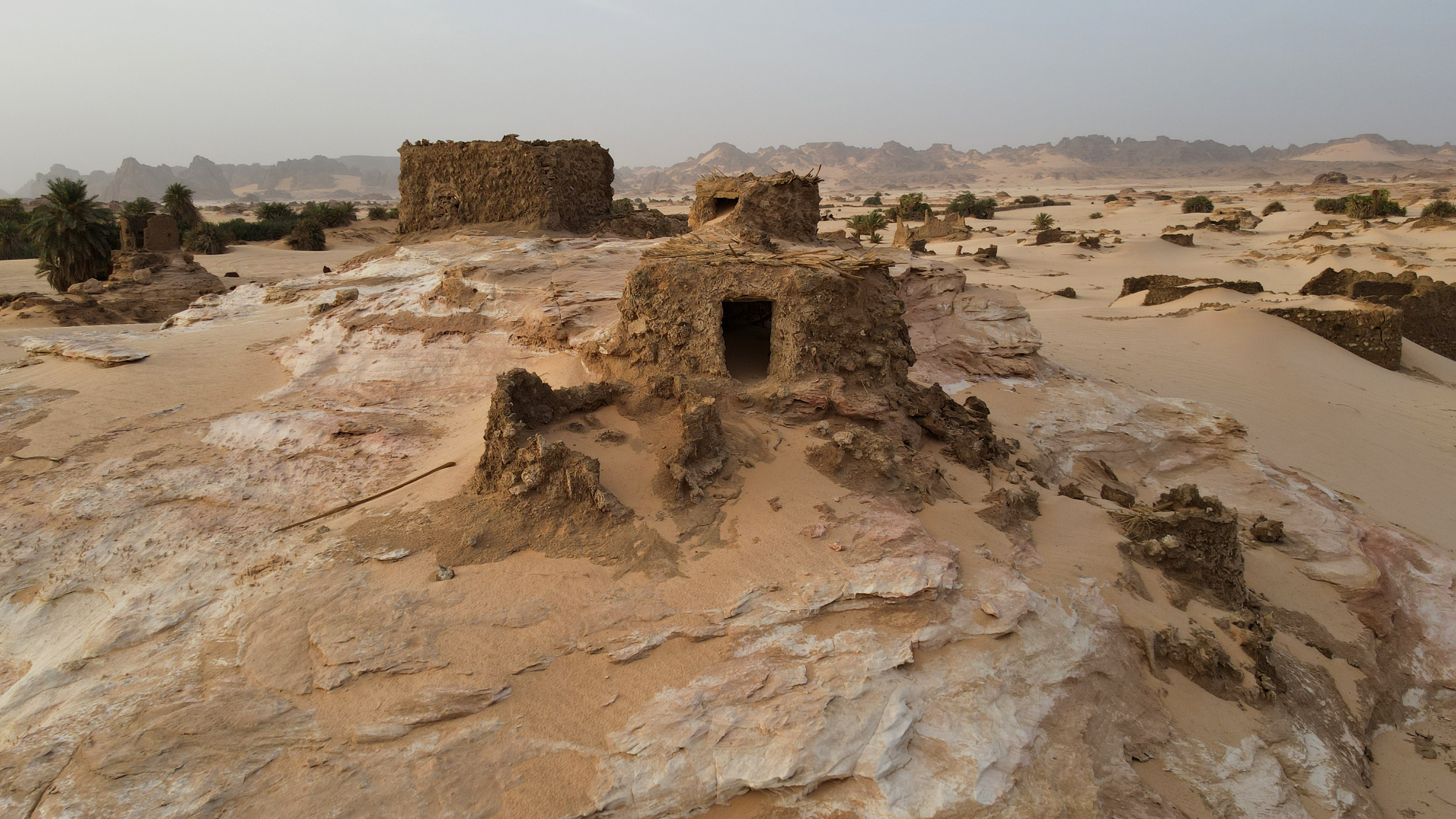 A general view of a house sandblasted by the desert in the old town of Djaba