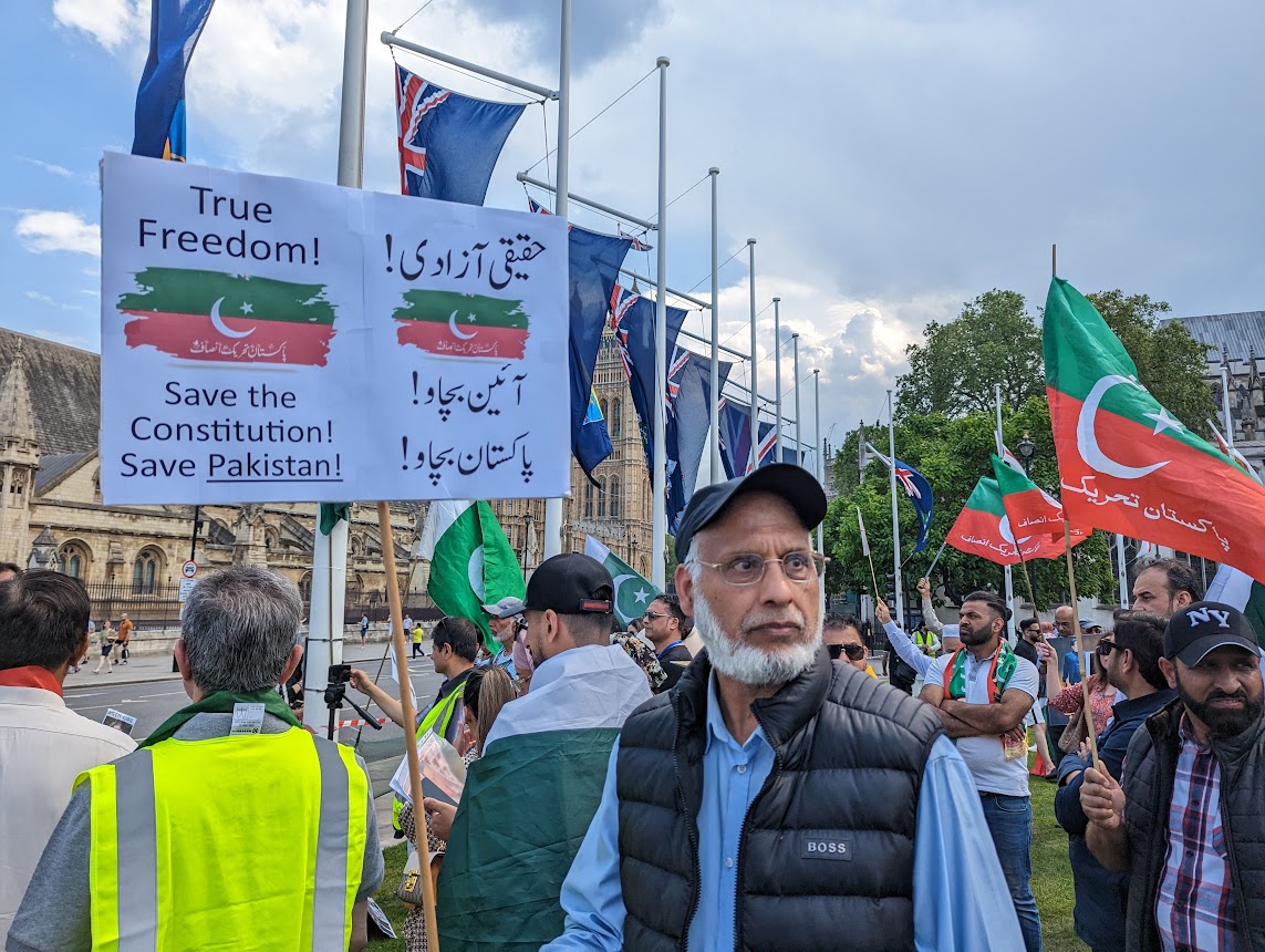 Supporters of Pakistan's Imran Khan protest in London, the UK