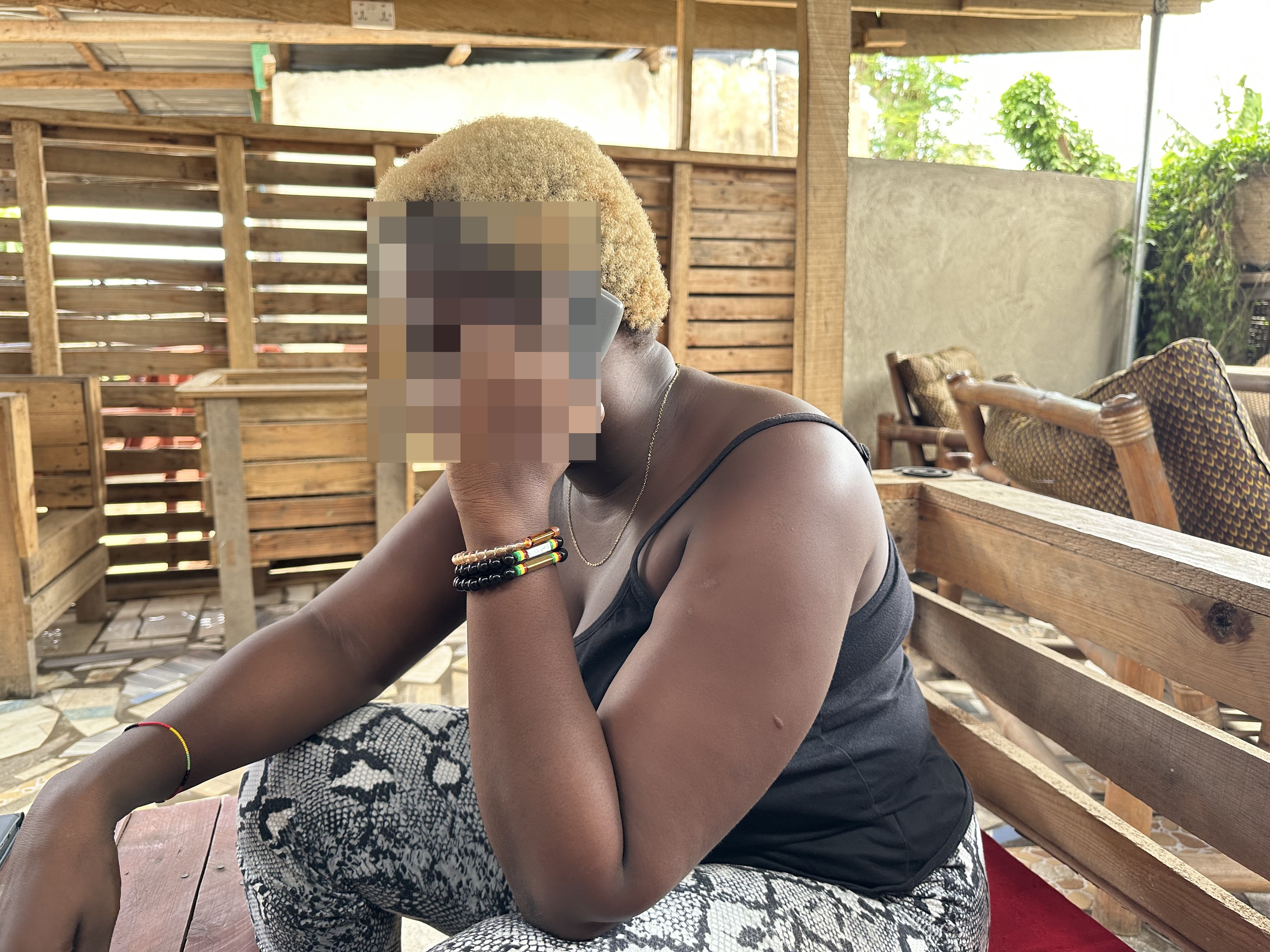 Diamond, a Nigerian sex worker in Kasoa, Ghana