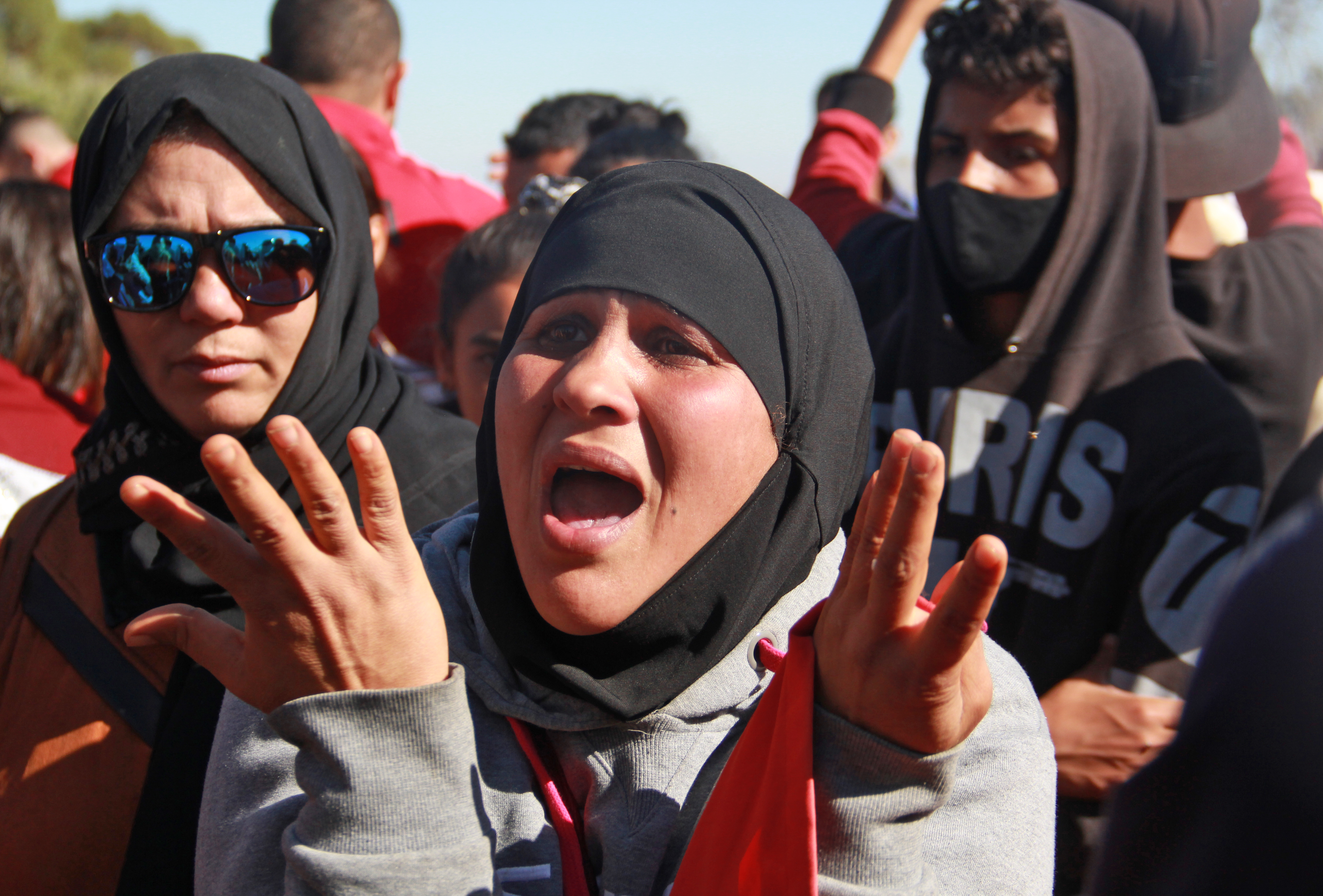 People demonstrate against a rubbish dump in the Tunisian town of Aguereb, in the central region of Sfax [File: Houseem Zourari/AFP]