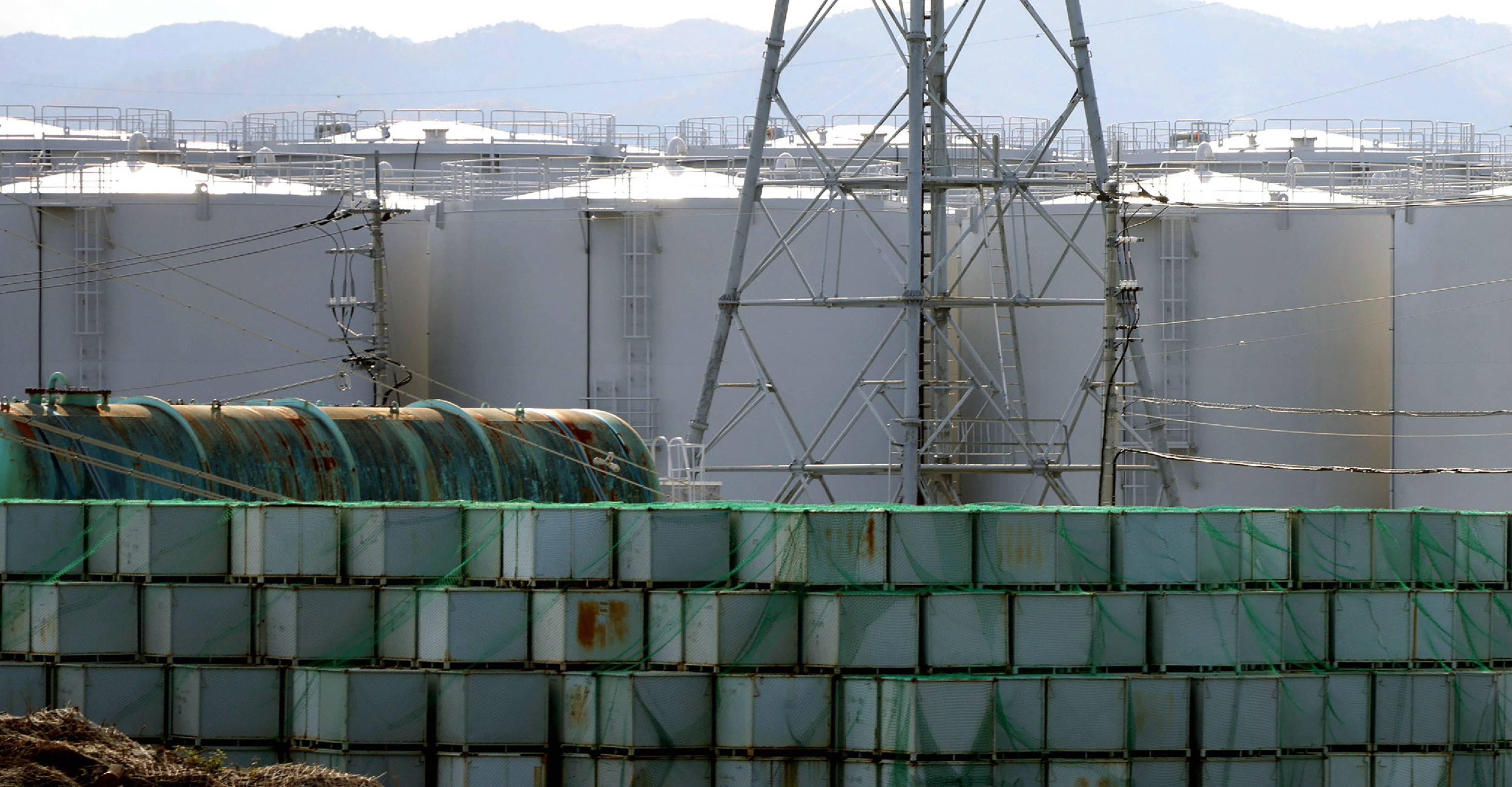 A view of treated water tanks at Fukushima.