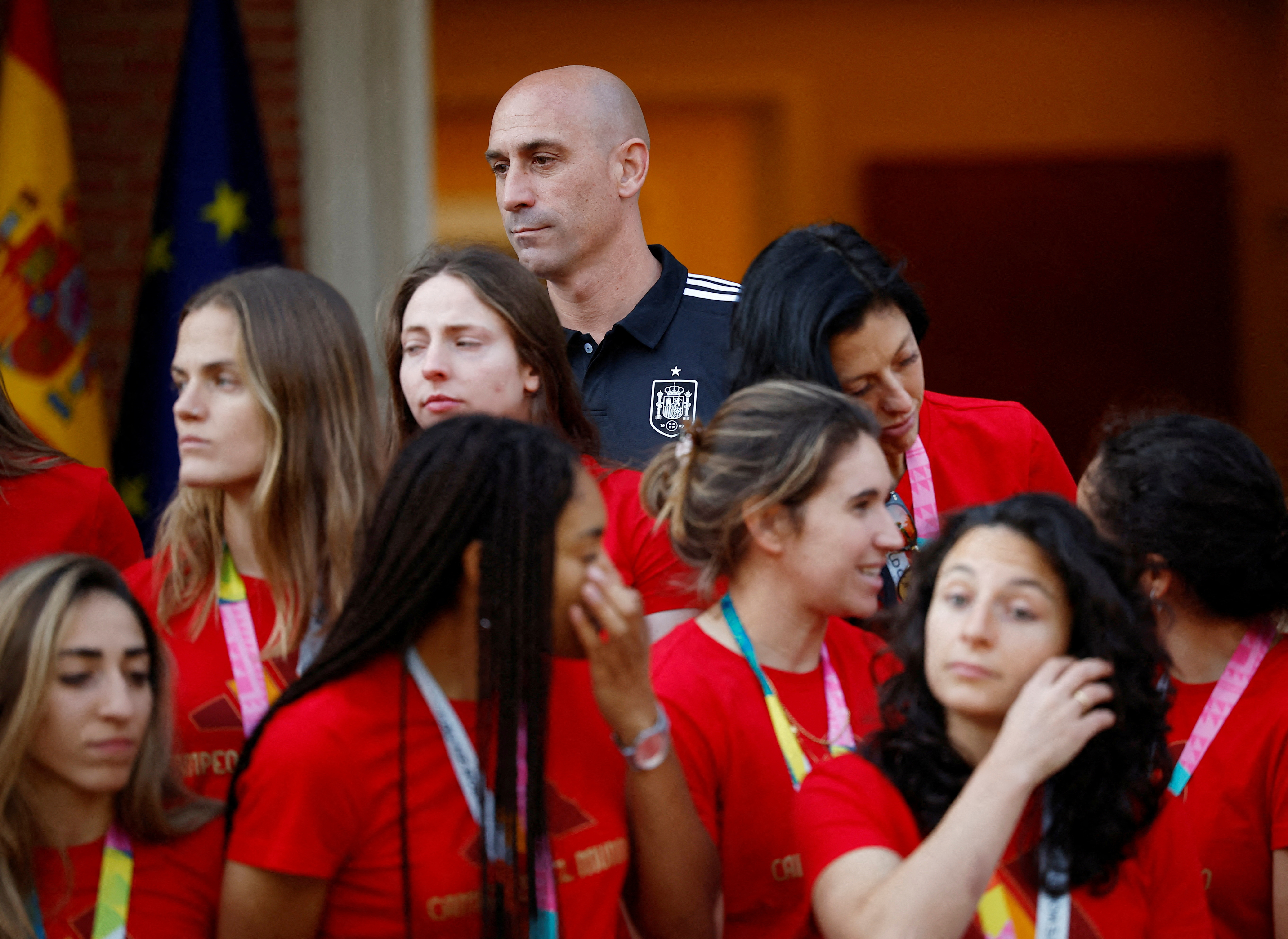 Soccer Football - FIFA Women's World Cup Australia and New Zealand 2023 - Spain's Prime Minister Pedro Sanchez receive the World Cup champions - Moncloa Palace, Madrid, Spain - August 22, 2023 President of the Royal Spanish Football Federation Luis Rubiales during the ceremony