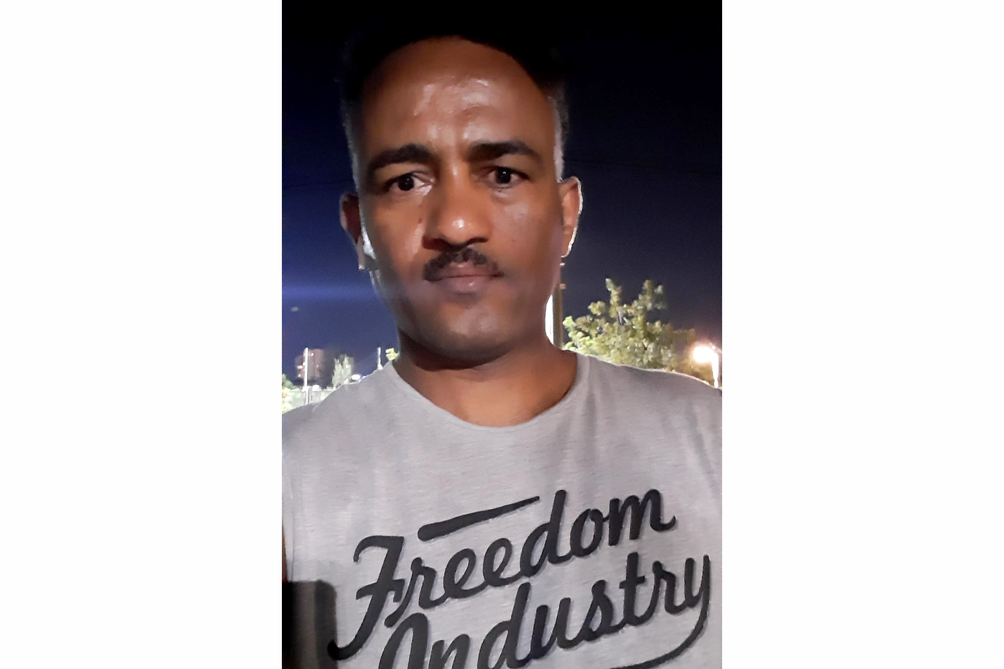 Halefom Sultan looks at the camera seriously