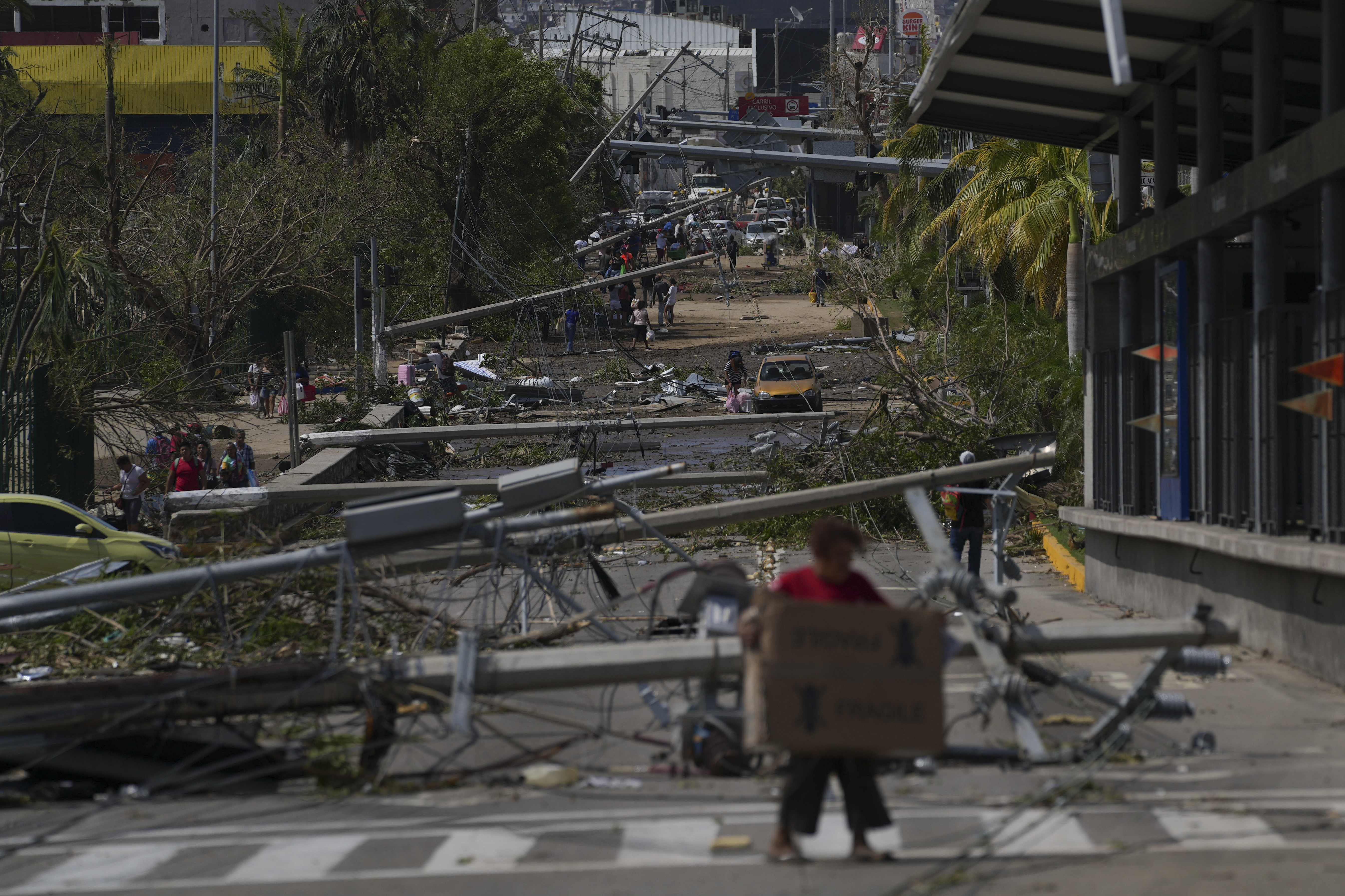 street affected by Hurricane Otis in the beach resort of Acapulco