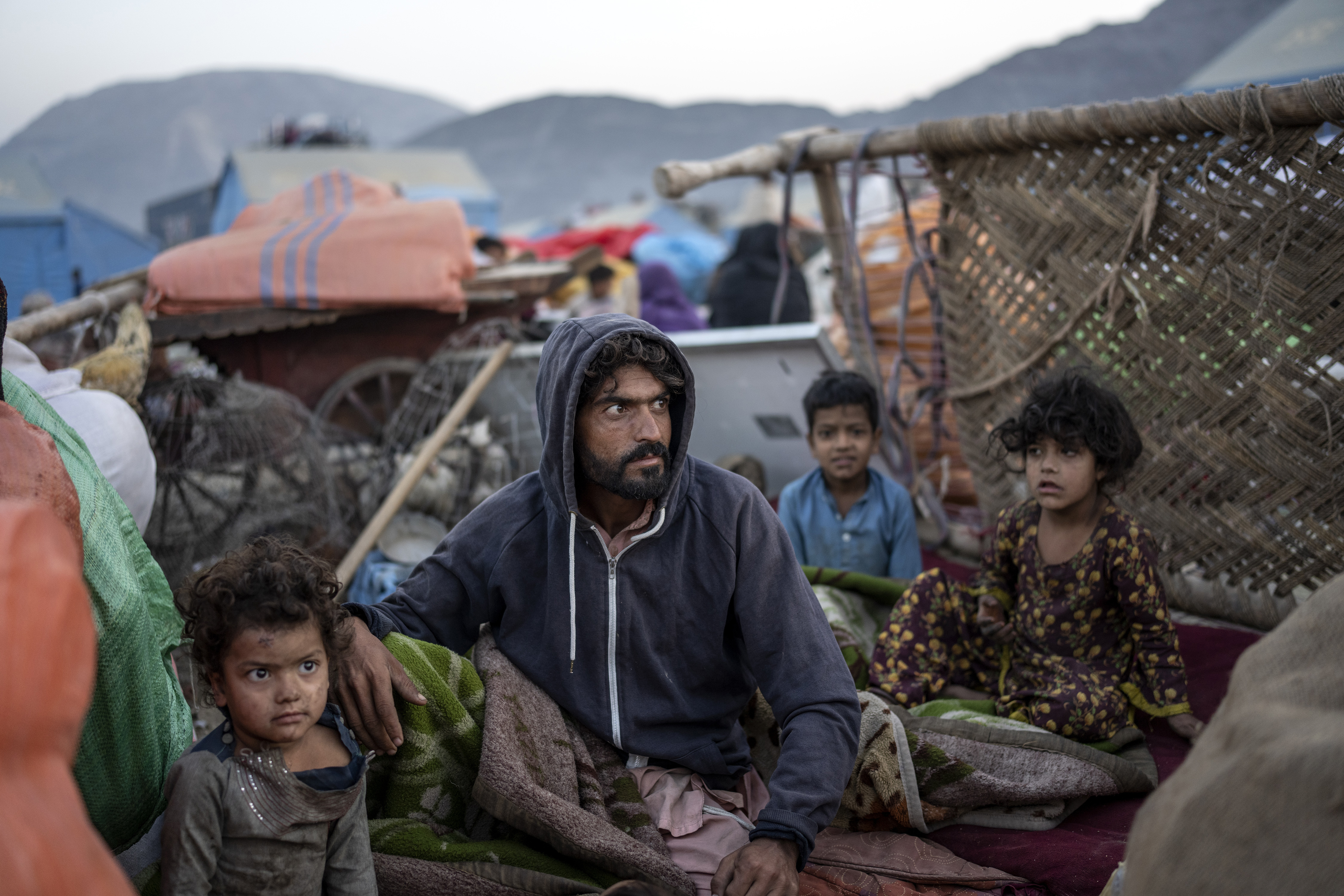 Afghan refugees settle in a camp near the Torkham Pakistan-Afghanistan border in Torkham, Afghanistan.