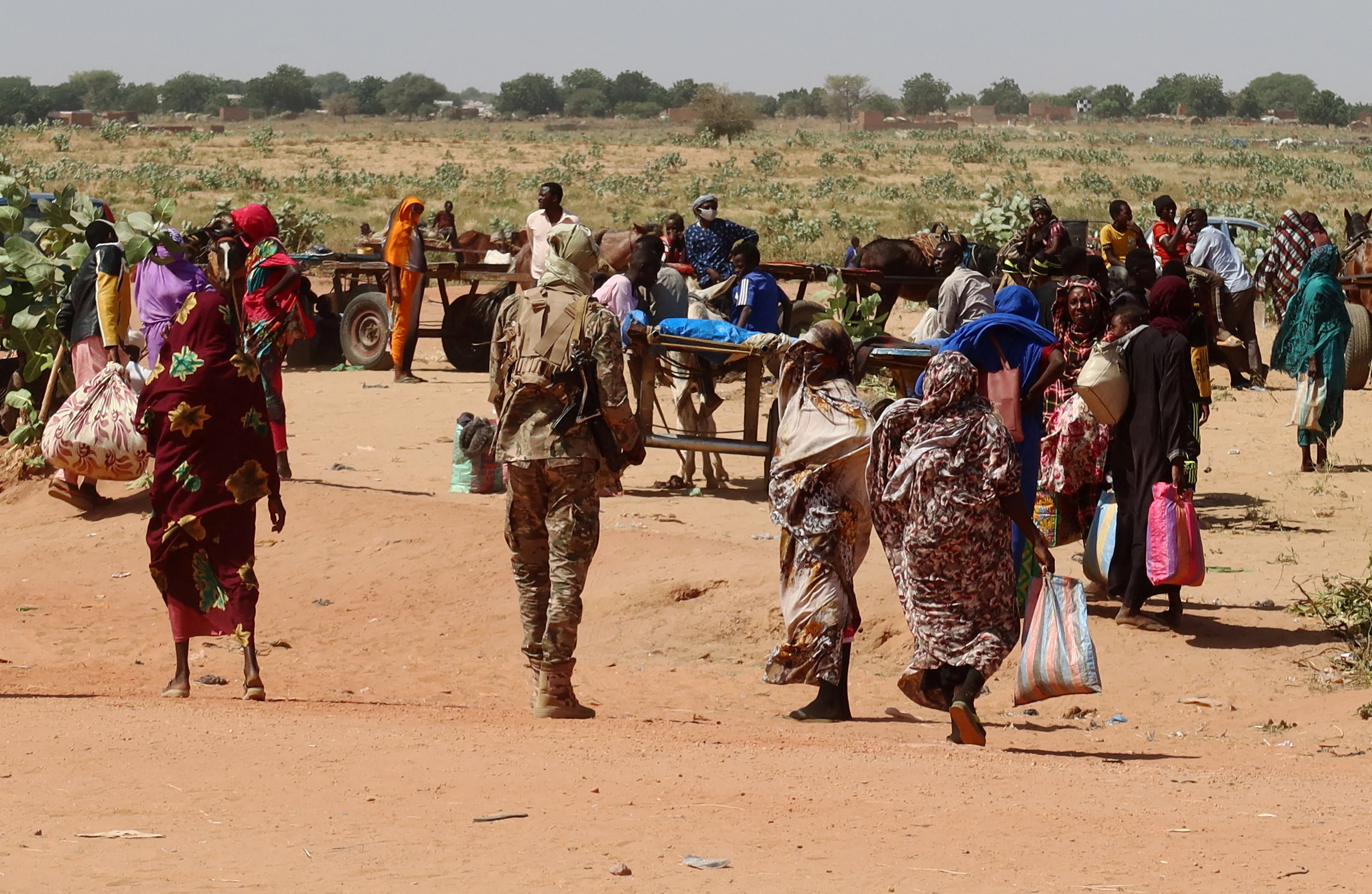 Families escaping West Darfur cross into Chad after a wave of ethnic violence, November 7, 2023