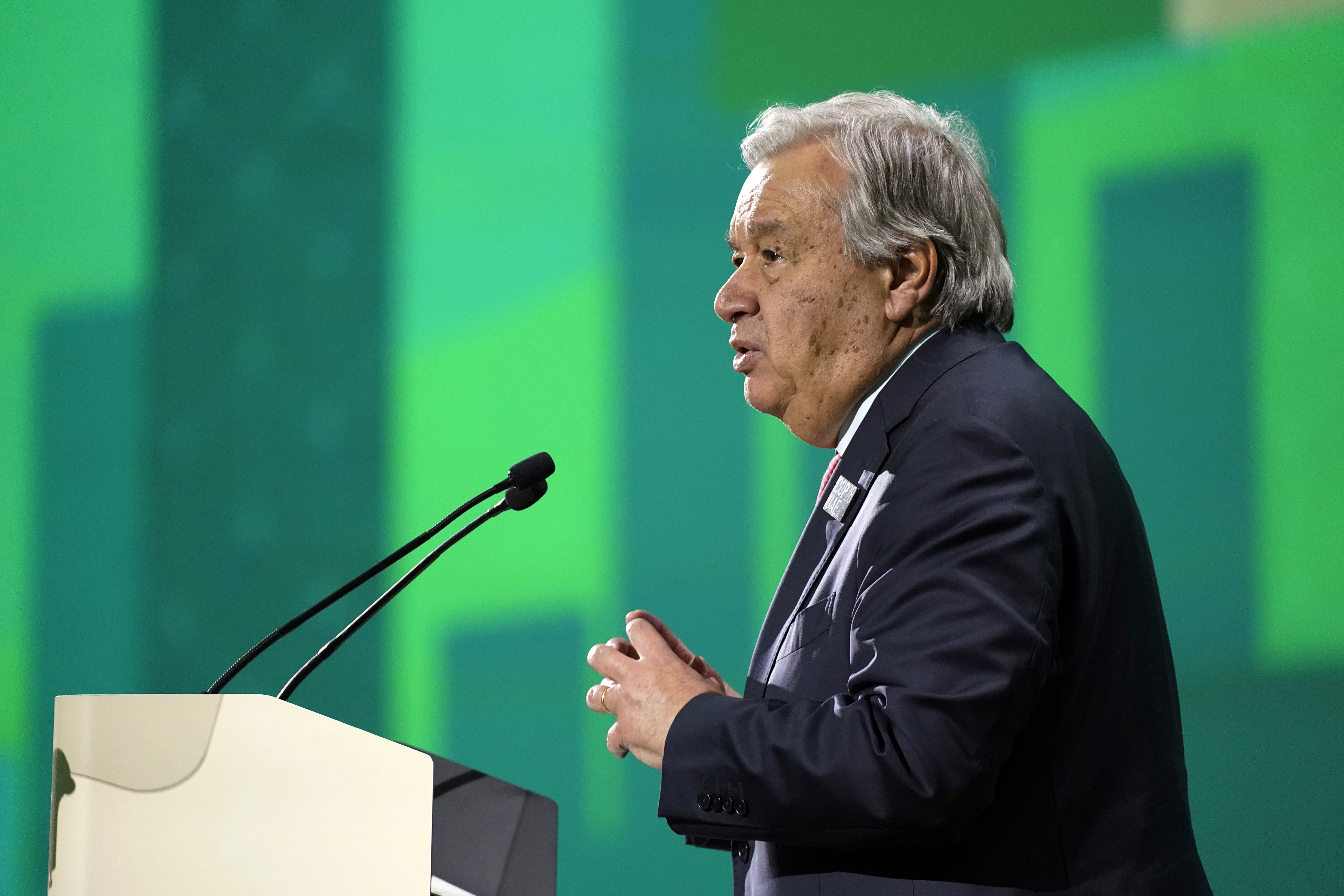 United Nations Secretary-General Antonio Guterres speaks during a session at the COP28 UN Climate Summit on December 1, 2023, in Dubai, the United Arab Emirates [AP Photo/Joshua A. Bickel]