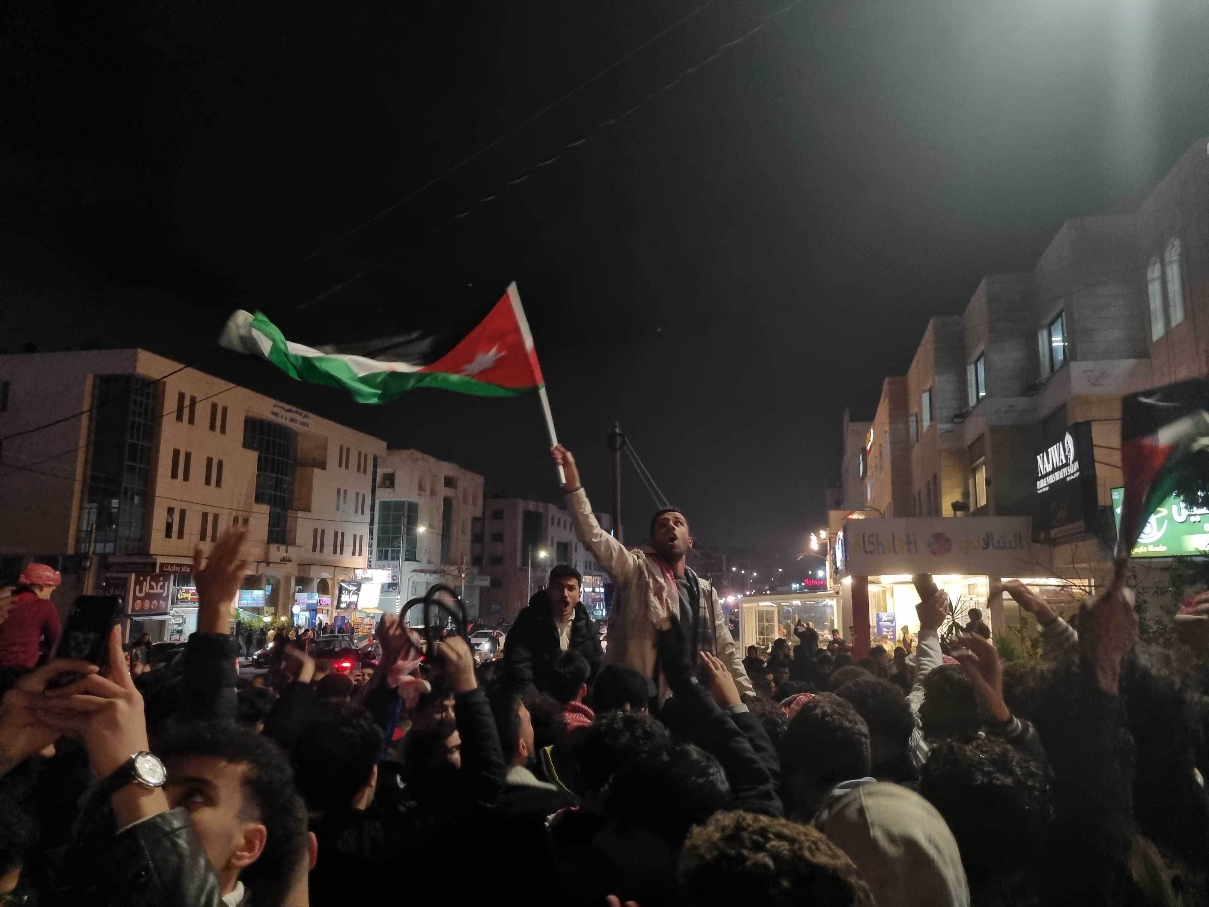 Jordanian fans celebrate in Amman
