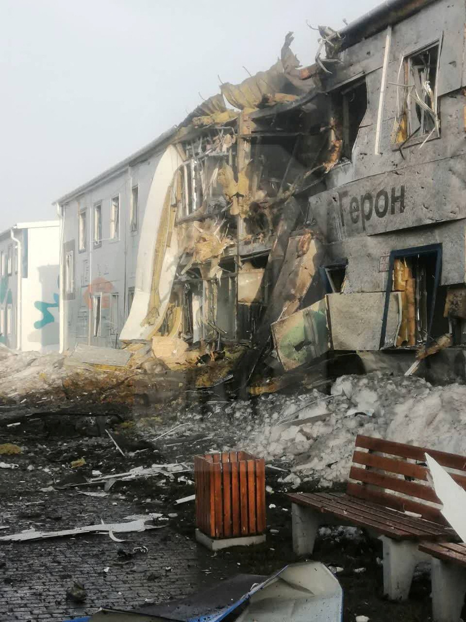A view of a damaged building following a Ukrainian drone attack, amid Russia&#039;s attack on Ukraine, in Yelabuga, Tatarstan, Russia in this handout picture released April 2, 2024. Ostorozhno Novosti/Handout via REUTERS