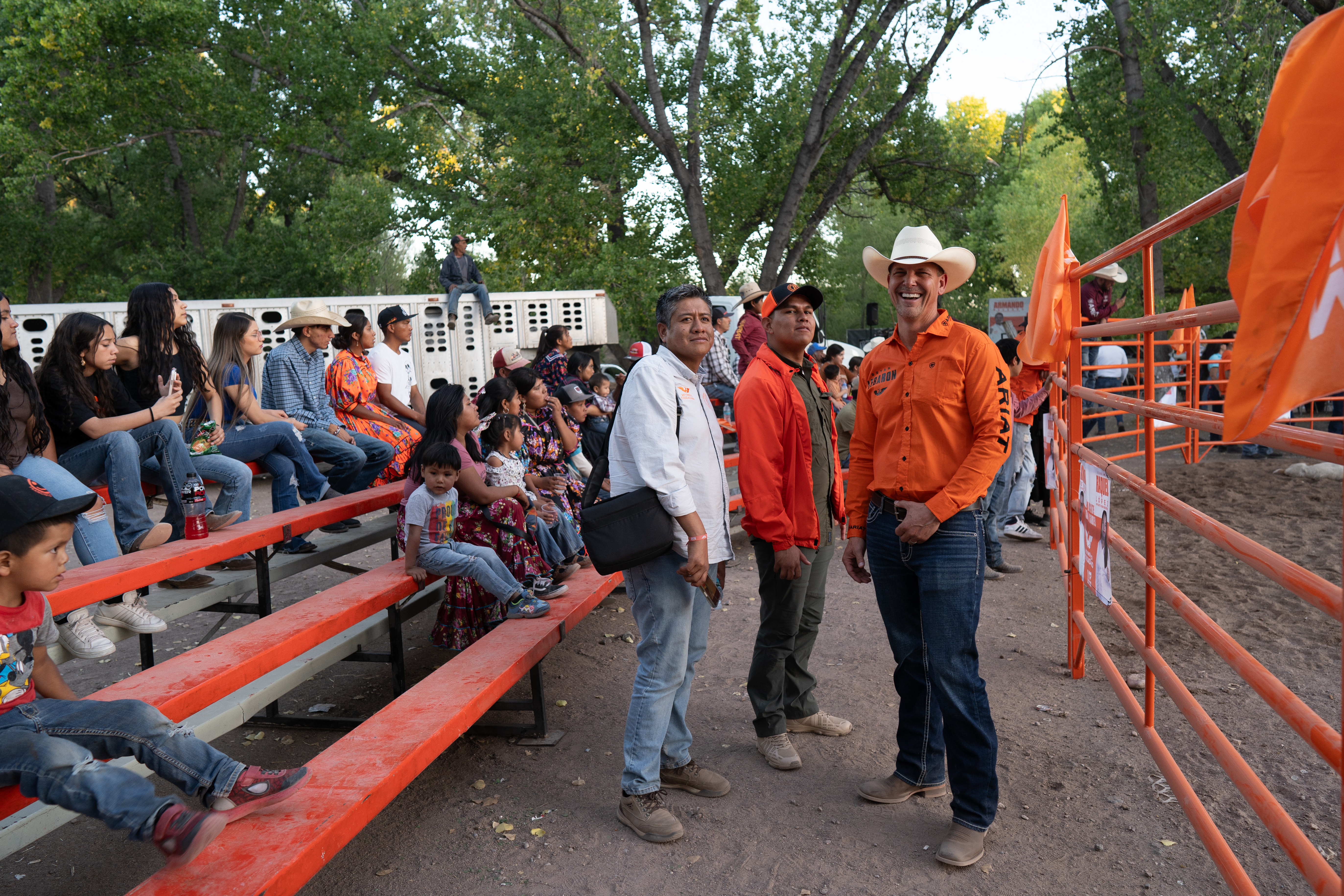 Bryan LeBaron, Antonio Ayala and Ivan Garcia on the sidelines of a rodeo