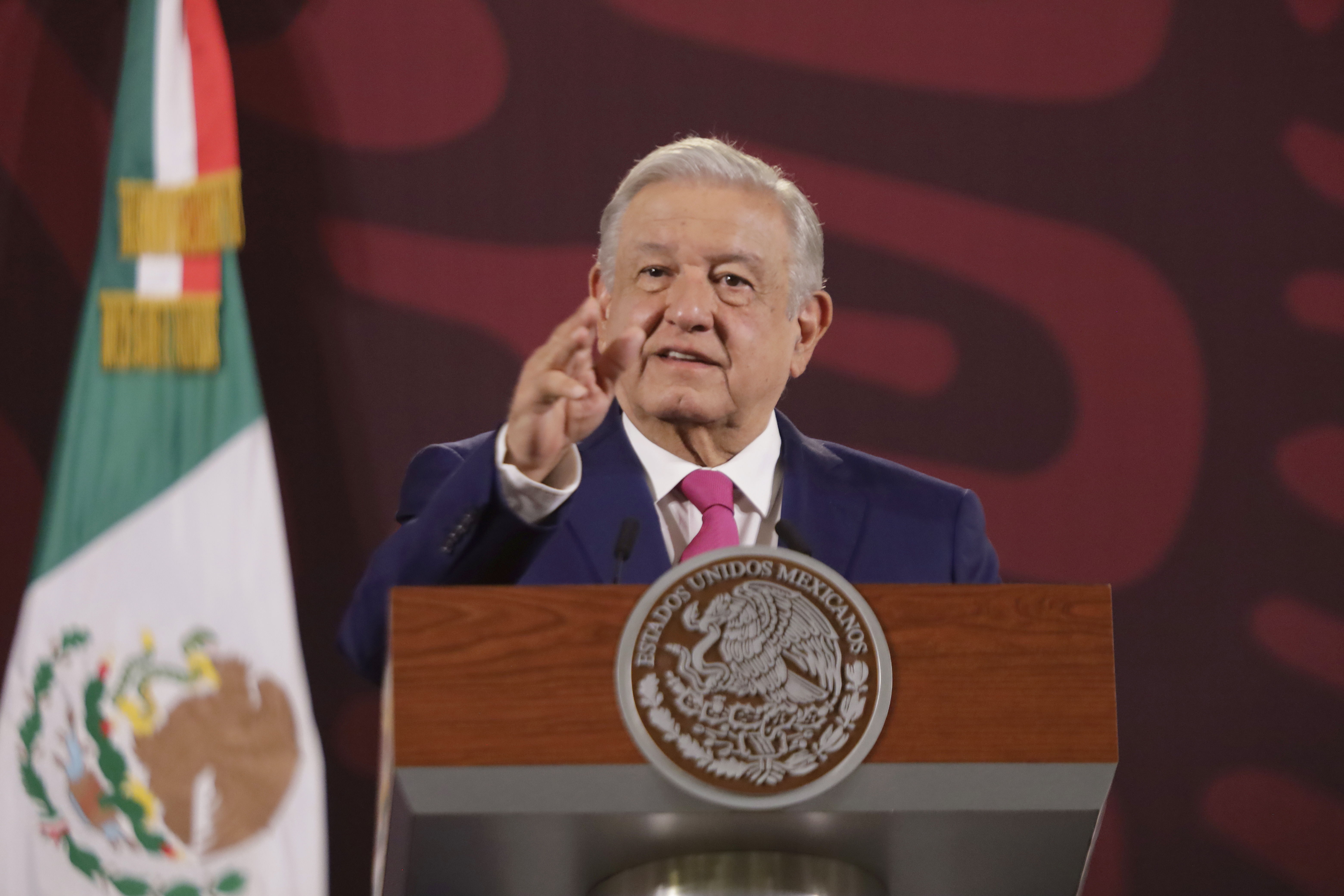 President Andres Manuel Lopez Obrador speaks at a morning press conference at the National Palace in Mexico City [File: Gerardo Vieyra/NurPhoto via Getty Images]