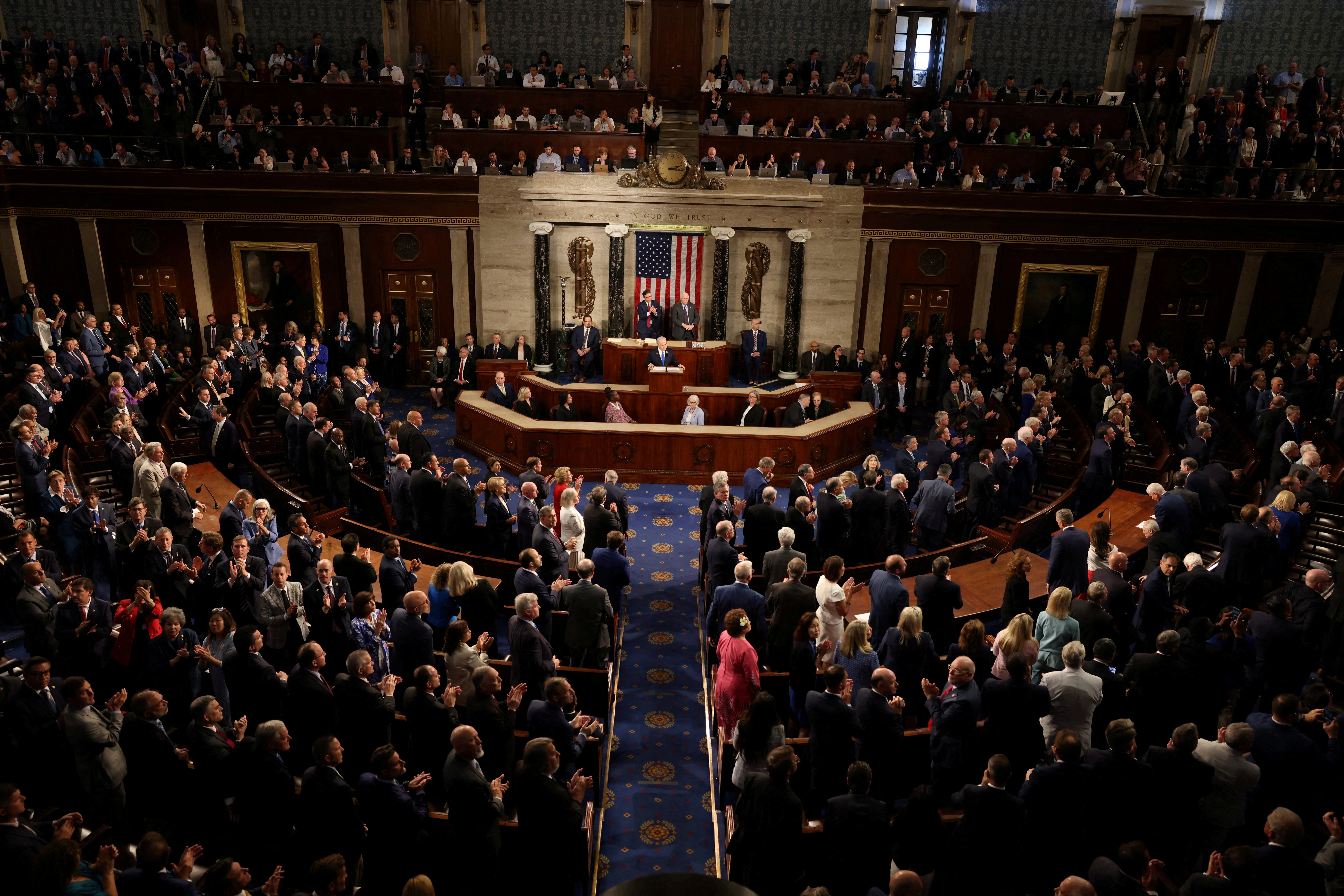 Israeli Prime Minister Benjamin Netanyahu addresses a joint meeting of Congress at the U.S. Capitol in Washington, U.S., July 24, 2024. REUTERS/Kevin Mohatt TPX IMAGES OF THE DAY