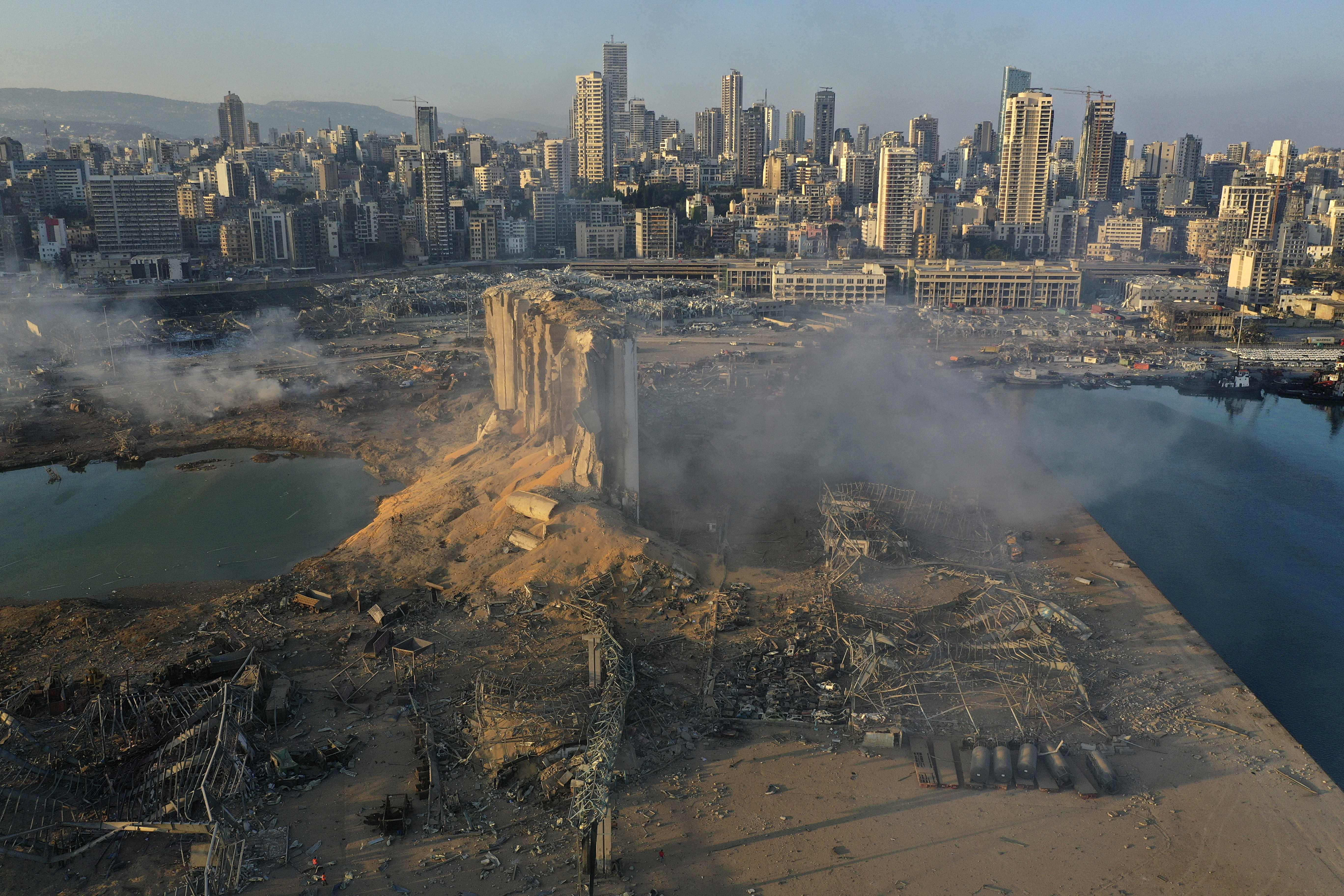 A drone picture shows the destruction after an explosion at the seaport of Beirut, Lebanon, Aug. 5, 2020 [File: AP Photo/Hussein Malla]