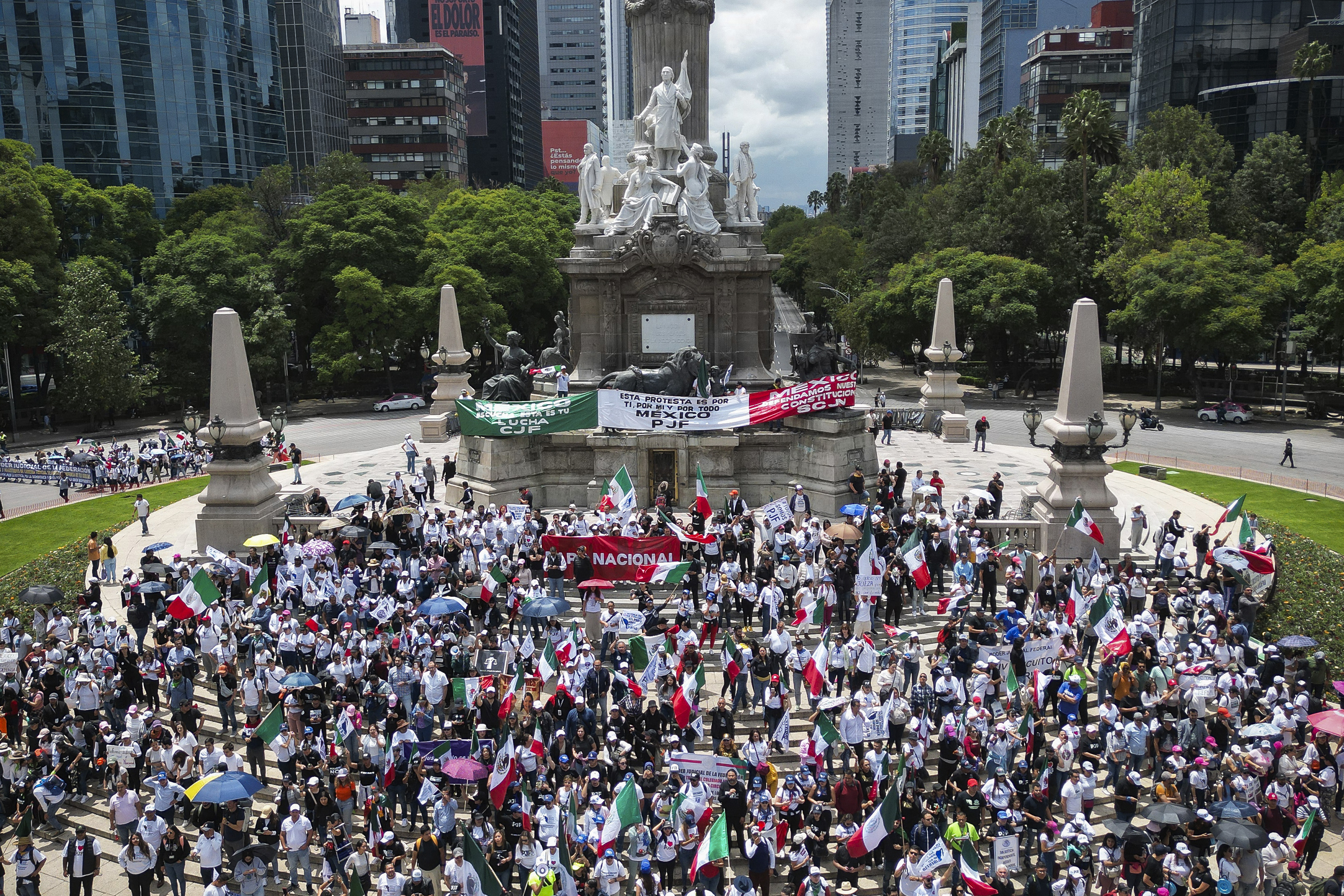 Members of the National Association of Magistrates and District Judges take part in a protest after the approval by the Senate