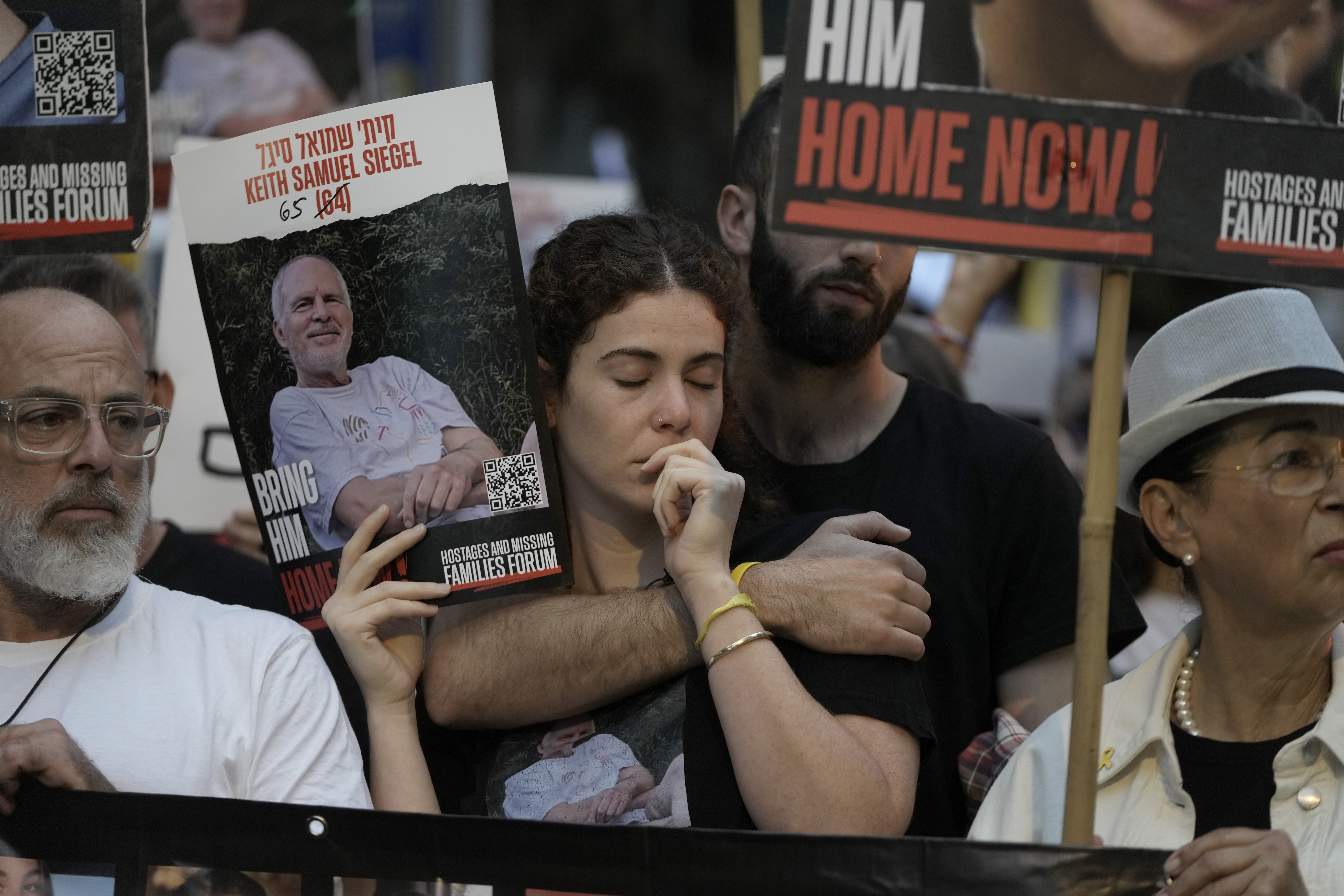 People protest on the first anniversary of the Hamas-led attack on Israel in West Jerusalem