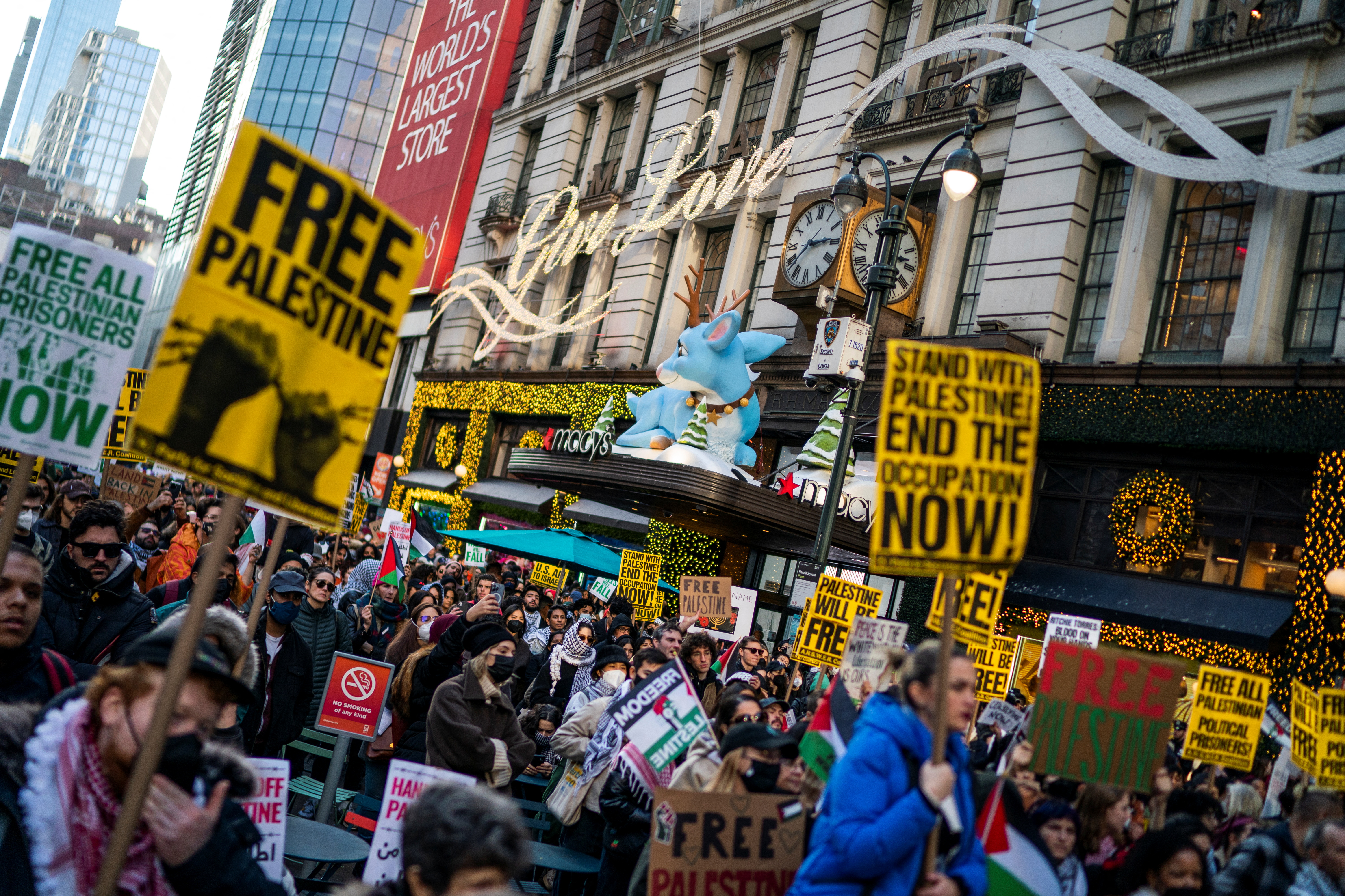 Pro-Palestinian demonstrators in New York City.
