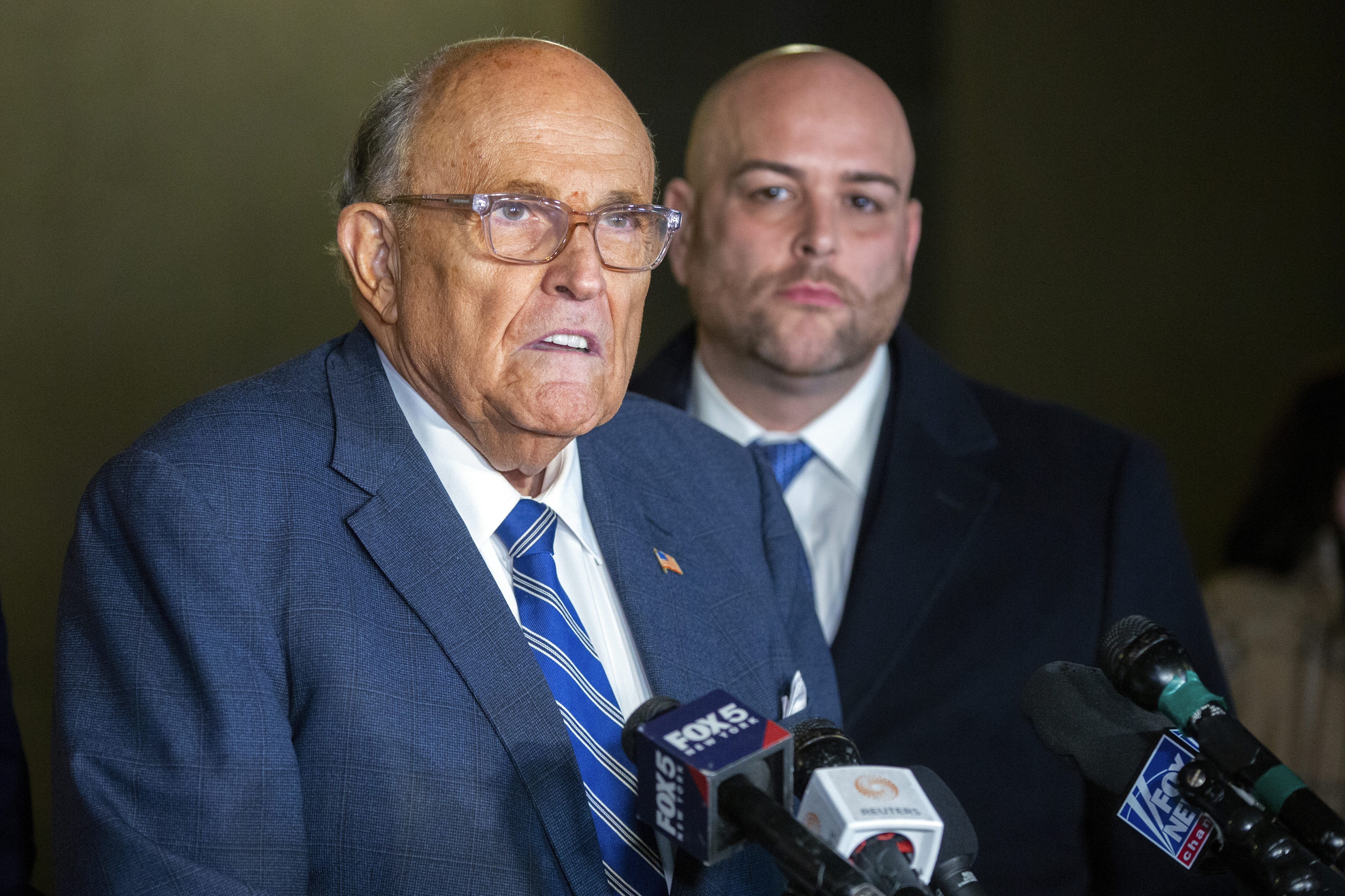 Rudy Giuliani at a press conference in Manhattan