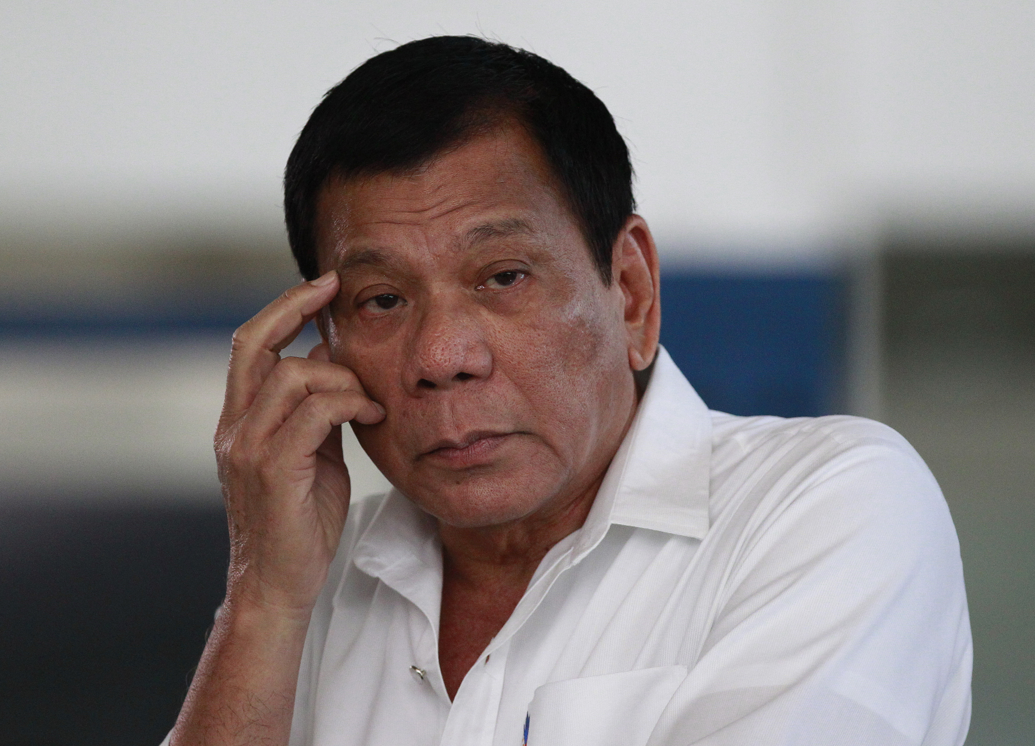 Philippine President Rodrigo Duterte listens to a question from reporters at Manila&#039;s International Airport, Philippines on, Nov. 9, 2016. [File: Aaron Favila/AP Photo]