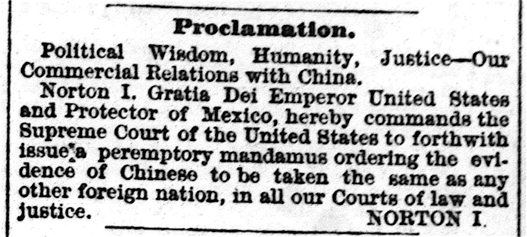 Emperor Norton proclamation