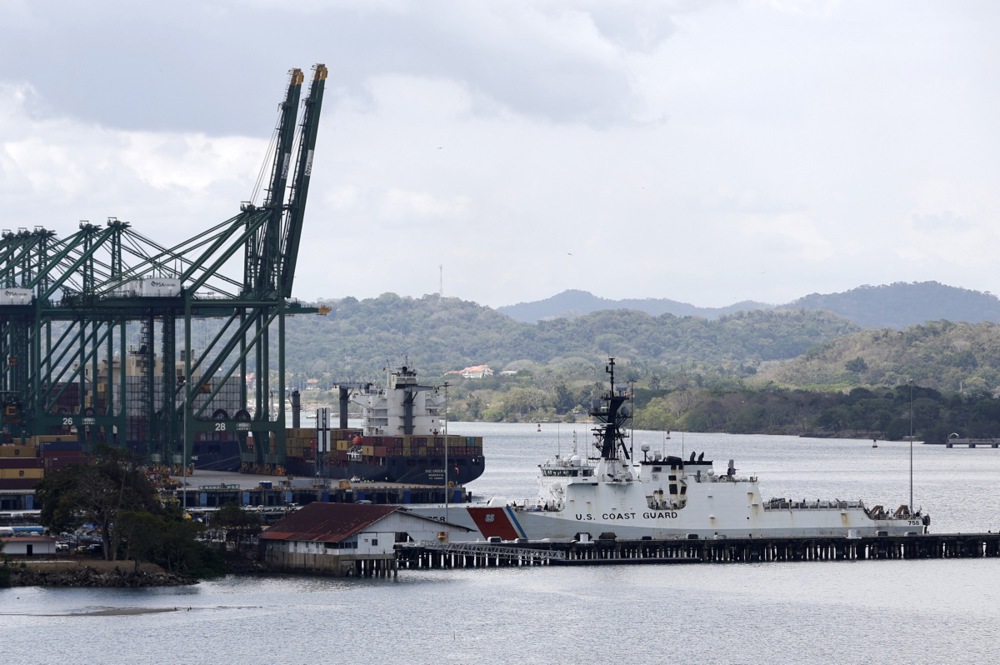 A US Coast Guard vessel at the Panama Canal
