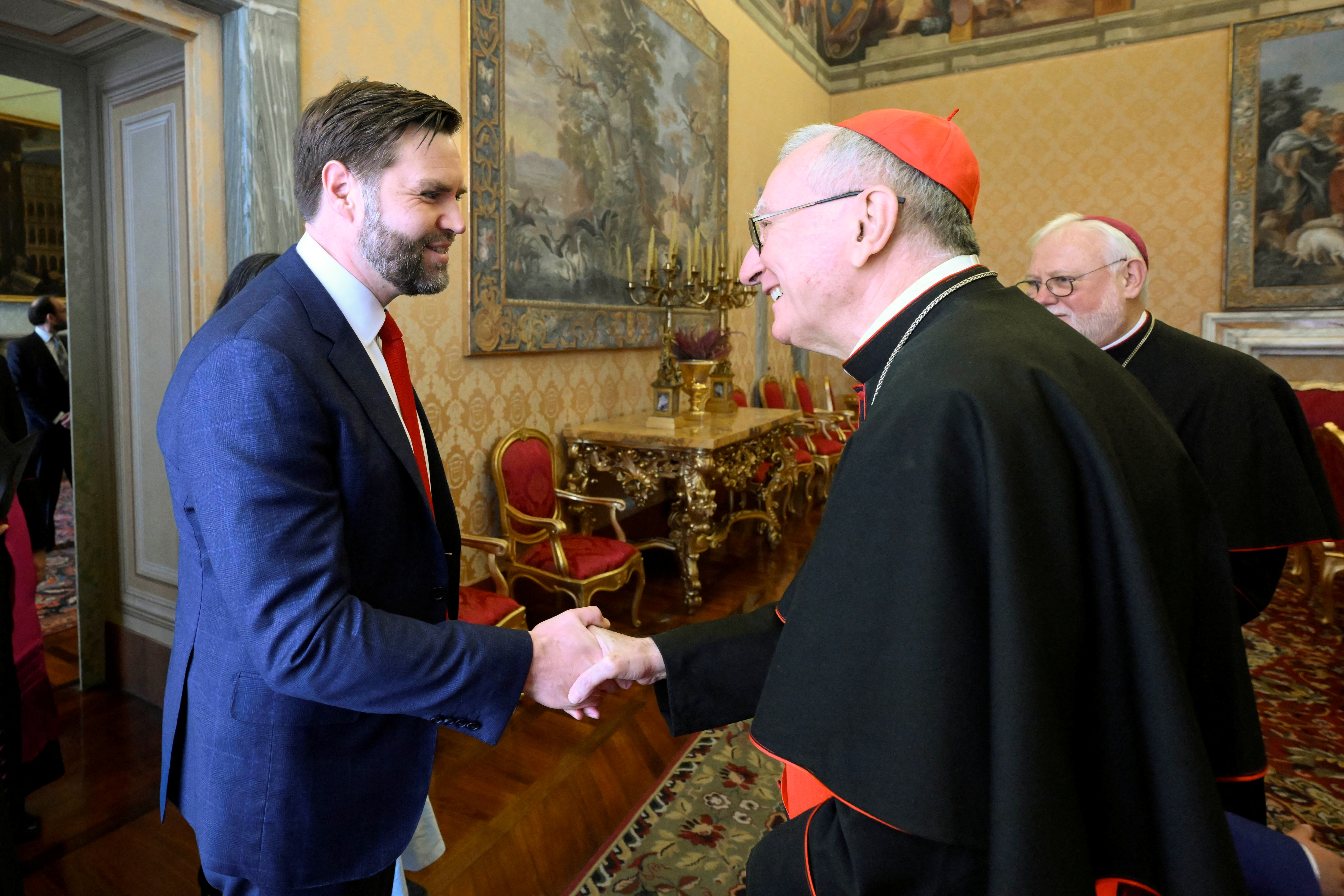 US Vice President JD Vance and the Vatican's Secretary of State Cardinal Pietro Parolin.