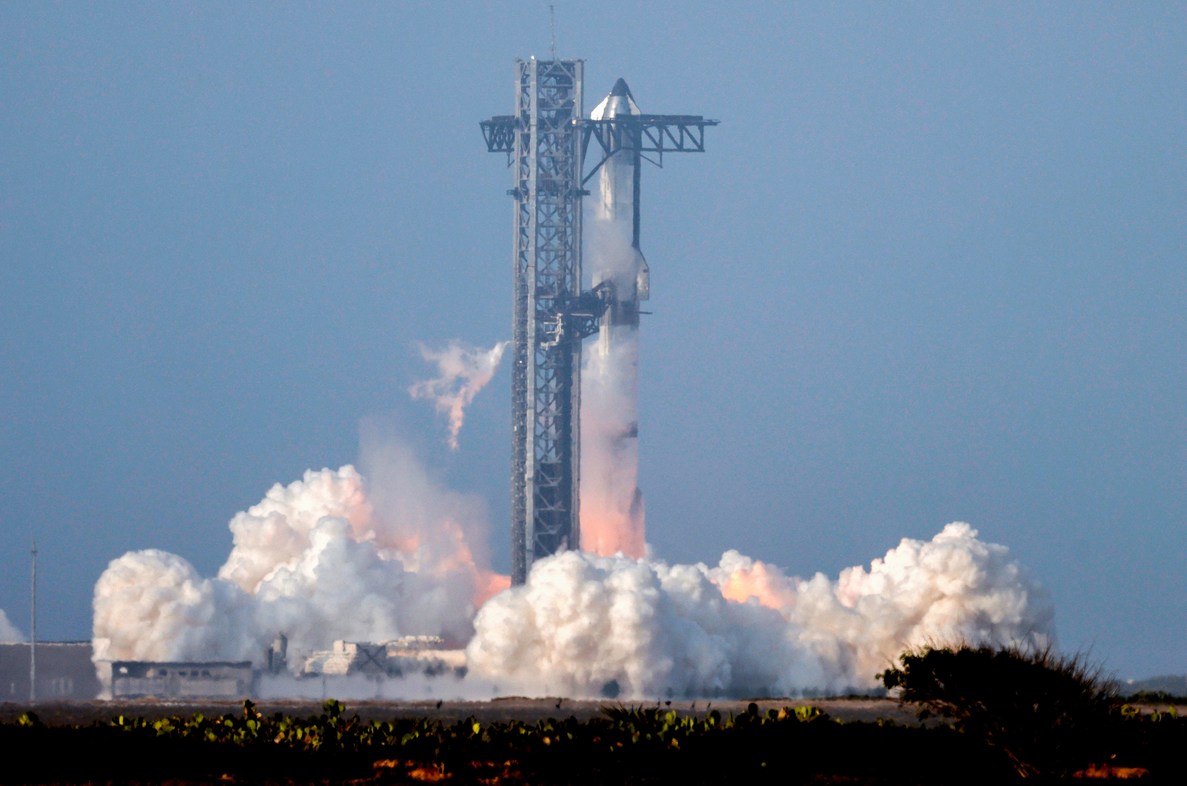 a rocket takes off