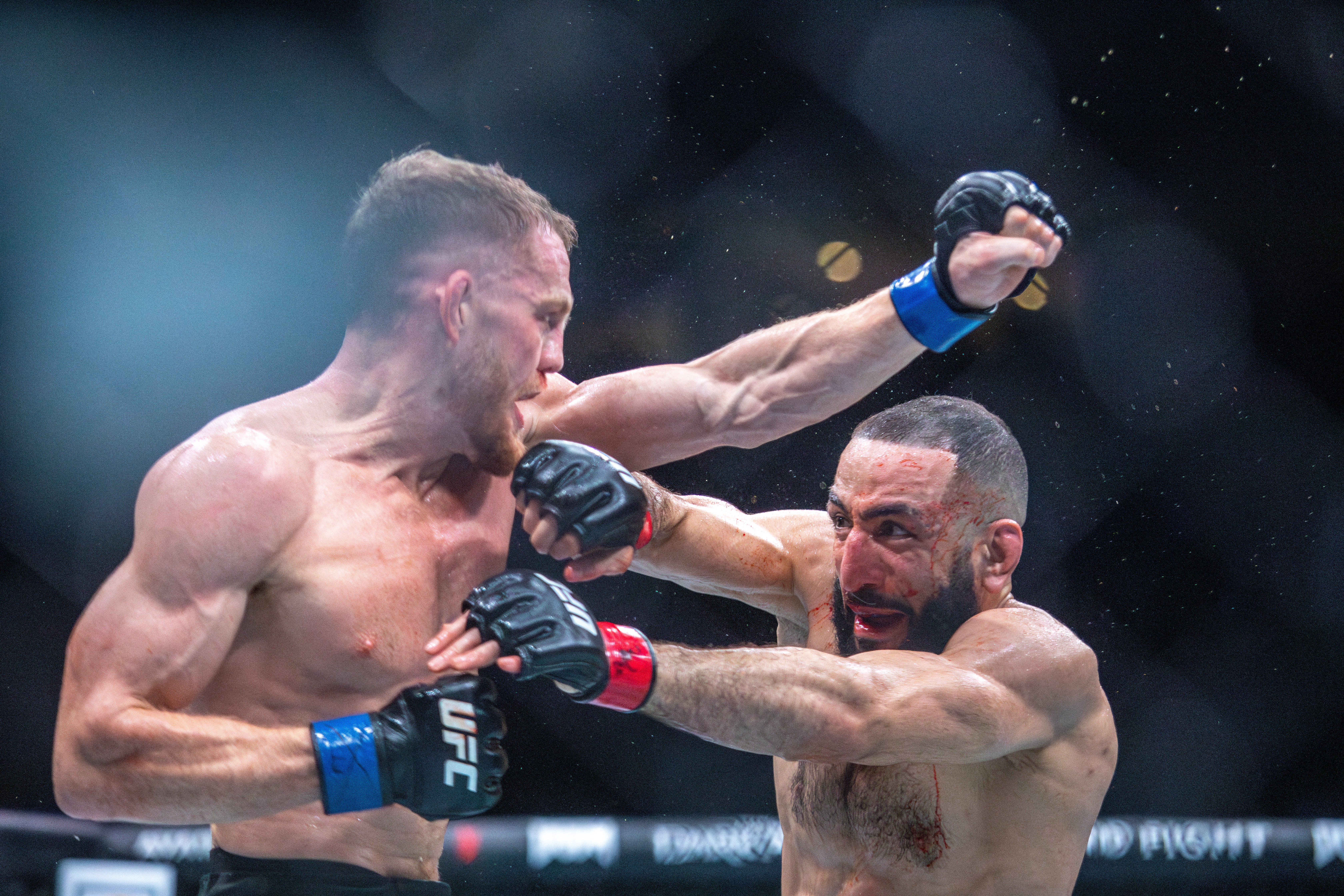 Jack Della Maddalena fights against Belal Muhammad at UFC 315 in Montreal