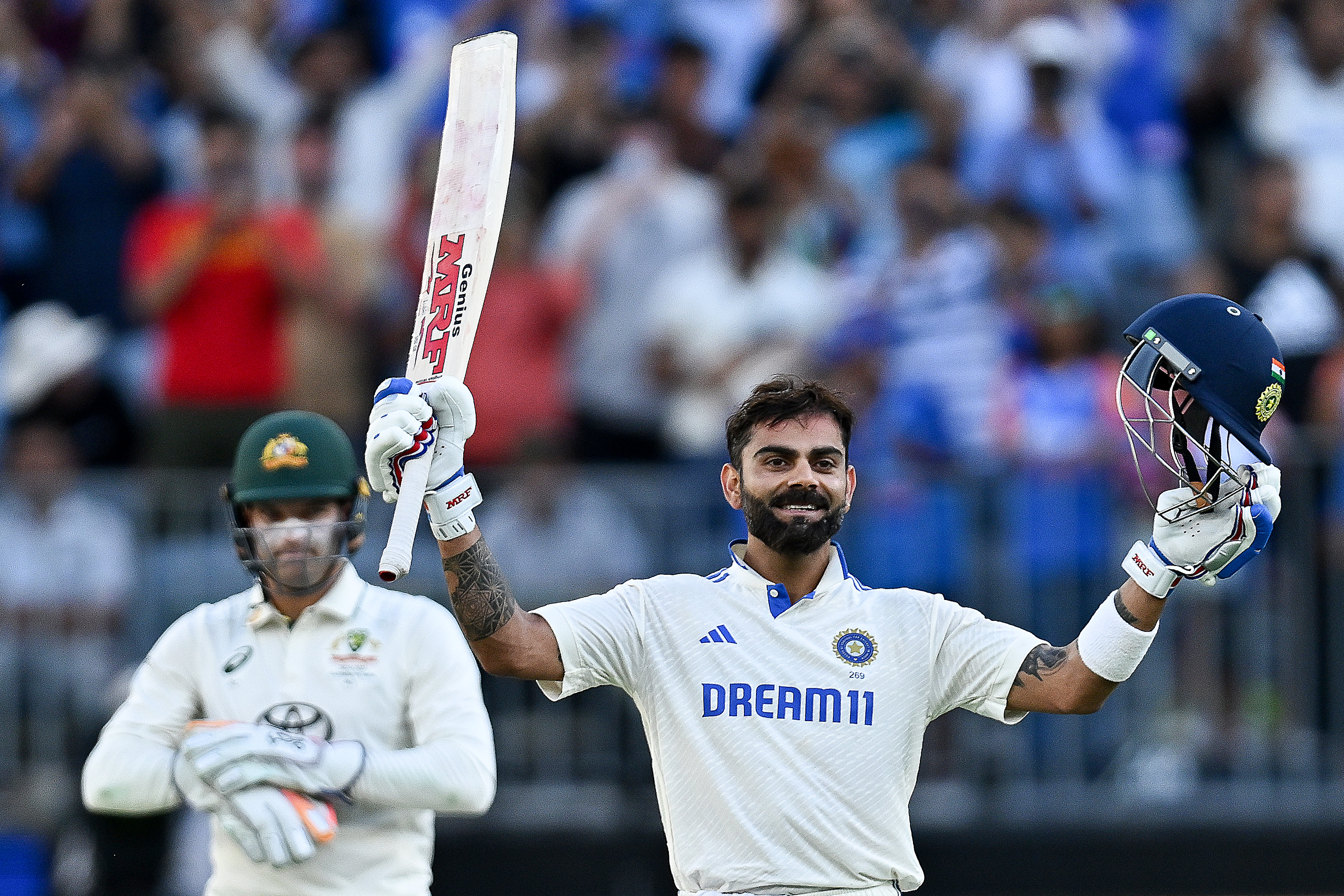Virat Kohli reacts.